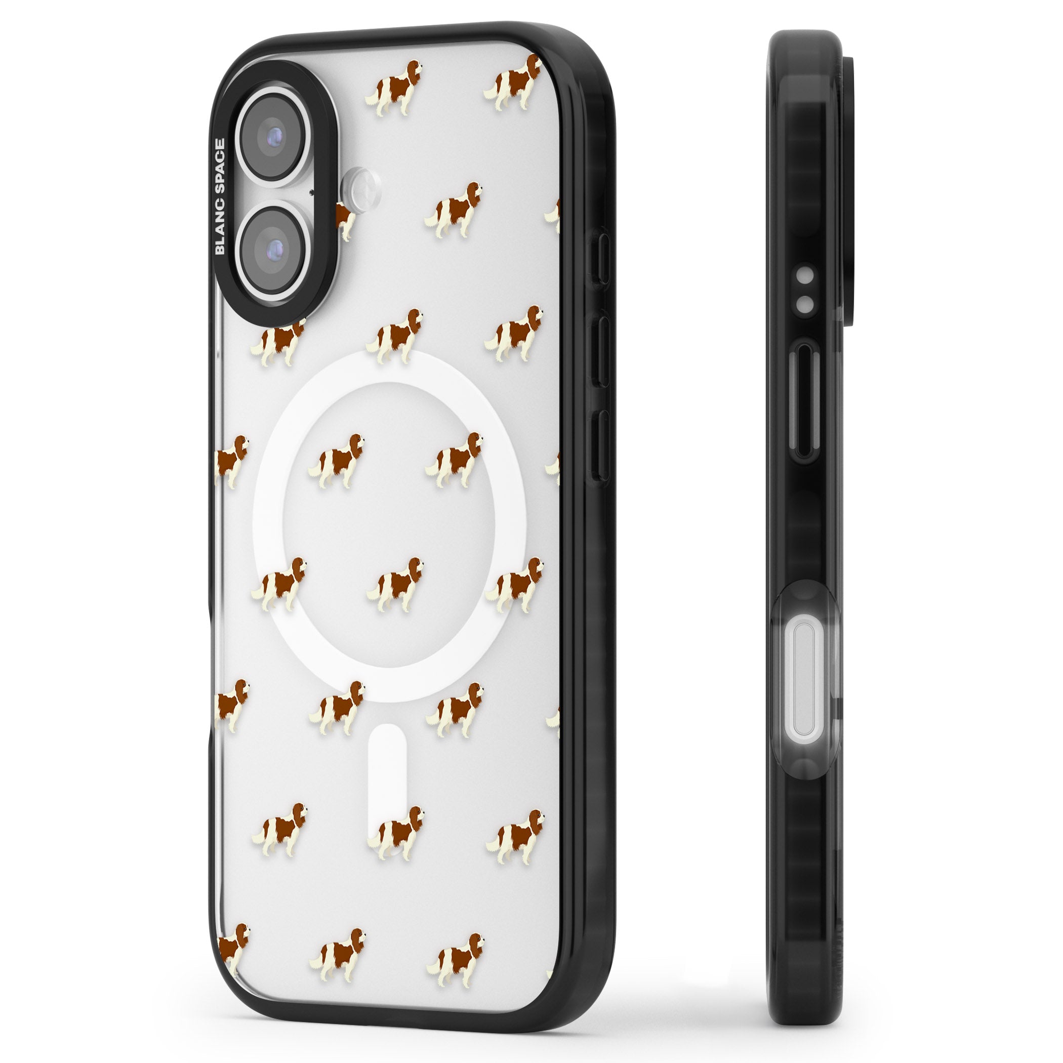 Cavalier King Charles Dog Pattern iPhone 17 Impact Pro Black Phone Case Side Profile
