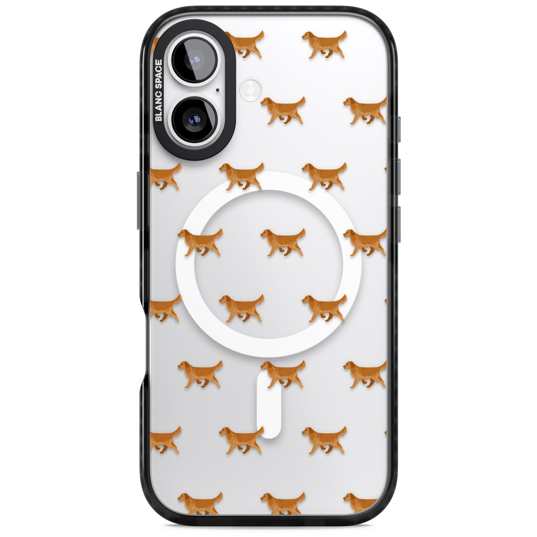 Golden Retriever Dog Pattern Clear iPhone 17 Impact Pro Black Phone Case