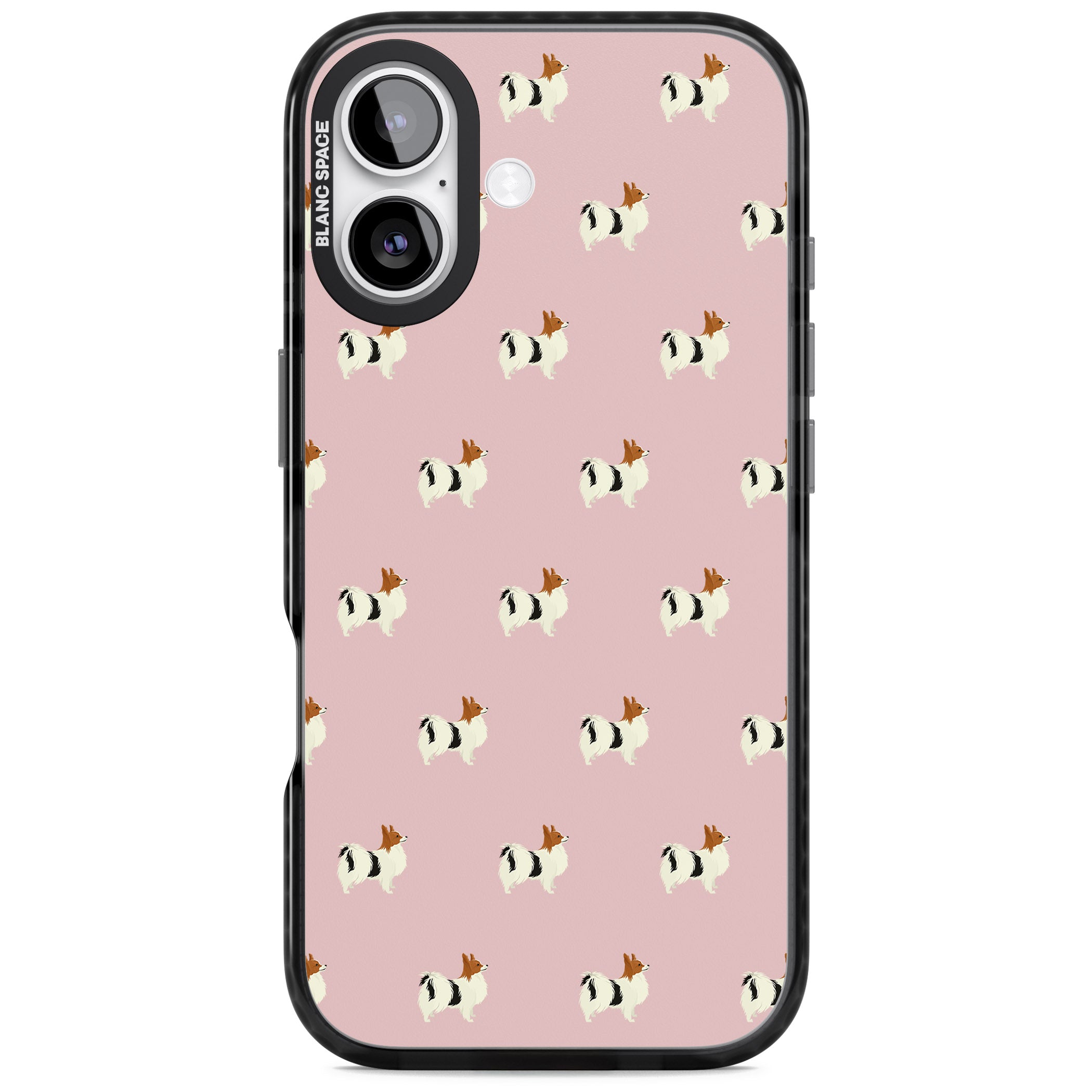 Papillon Dog Pattern iPhone 17 Impact Pro Black Phone Case
