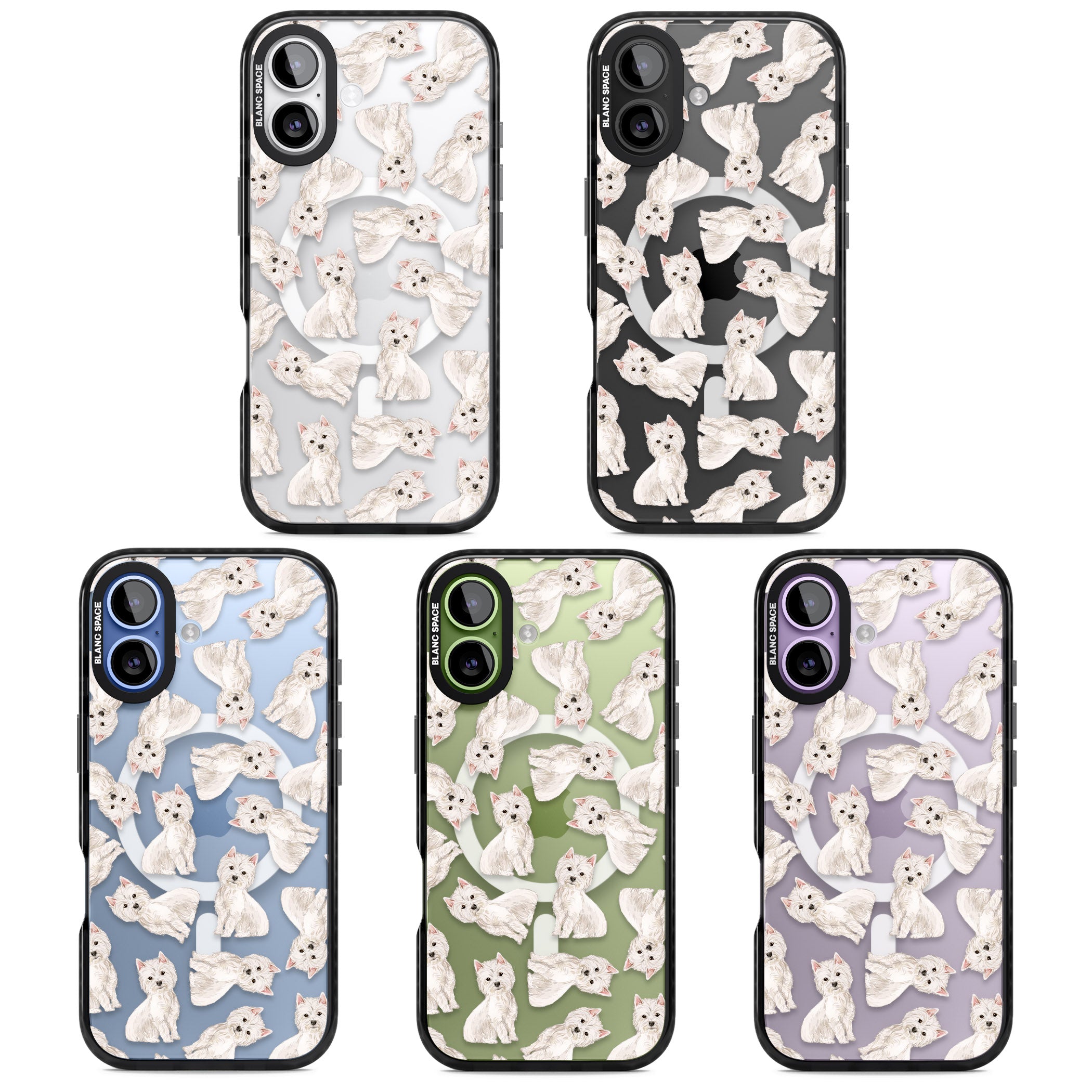 Westie Dog Pattern iPhone 17 Impact Pro Black Phone Case APT Impact Protection