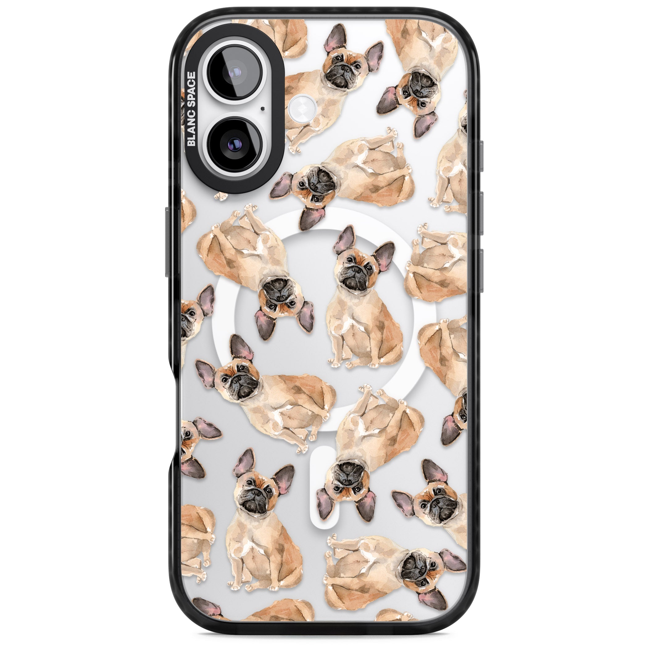 French Bulldog Watercolour Pattern iPhone 17 Impact Pro Black Phone Case