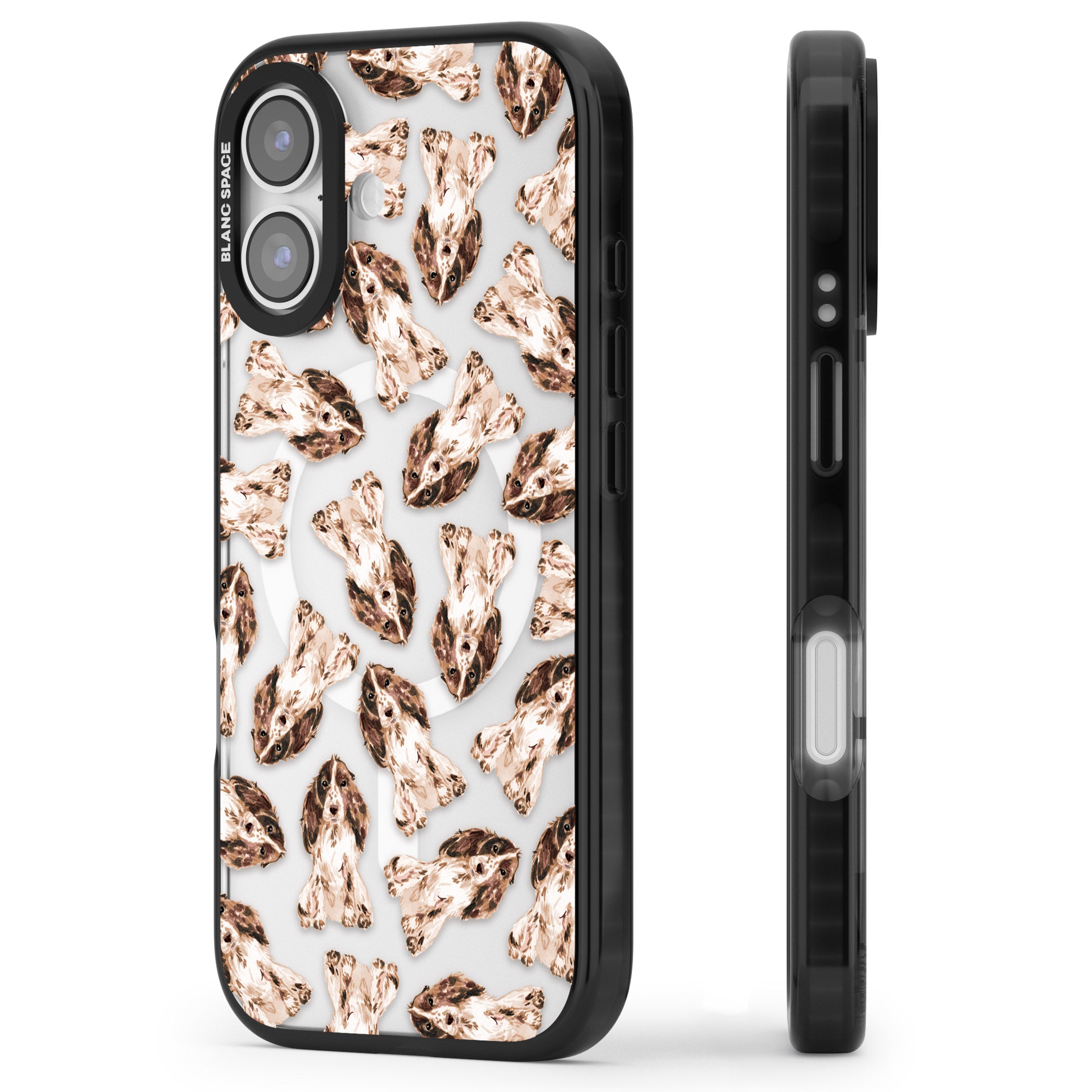 Cocker Spaniel (Brown) Watercolour Dog Pattern iPhone 17 Impact Pro Black Phone Case Side Profile