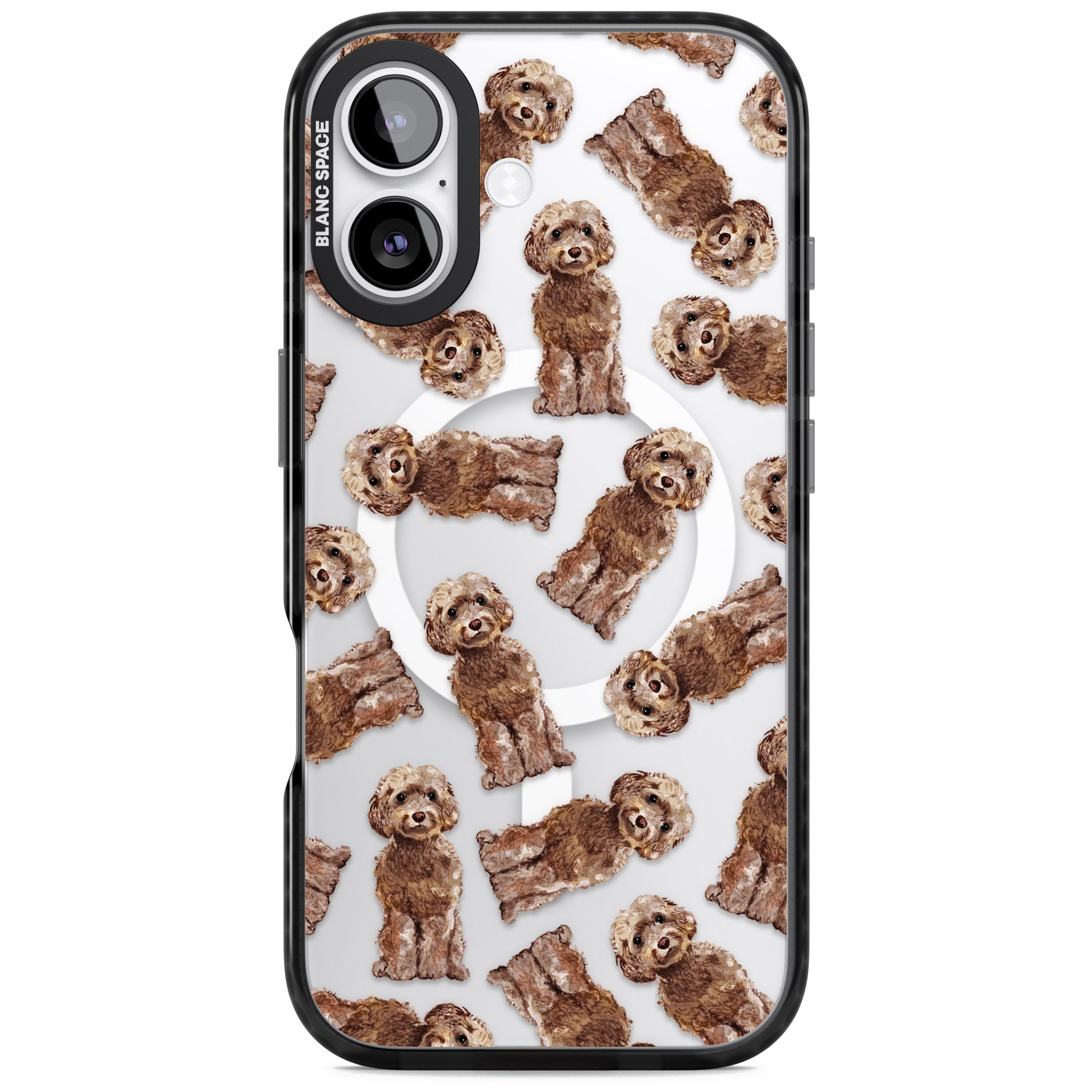 Brown Dog Pattern iPhone 17 Impact Pro Black Phone Case