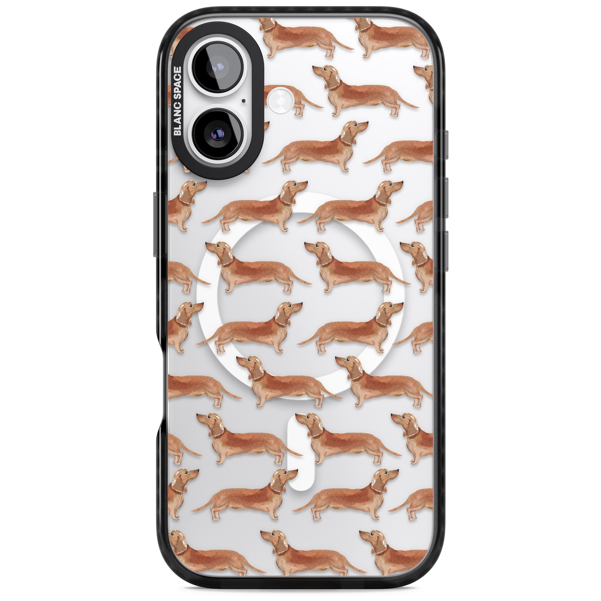 Dachshund Watercolor Dog Pattern iPhone 17 Impact Pro Black Phone Case