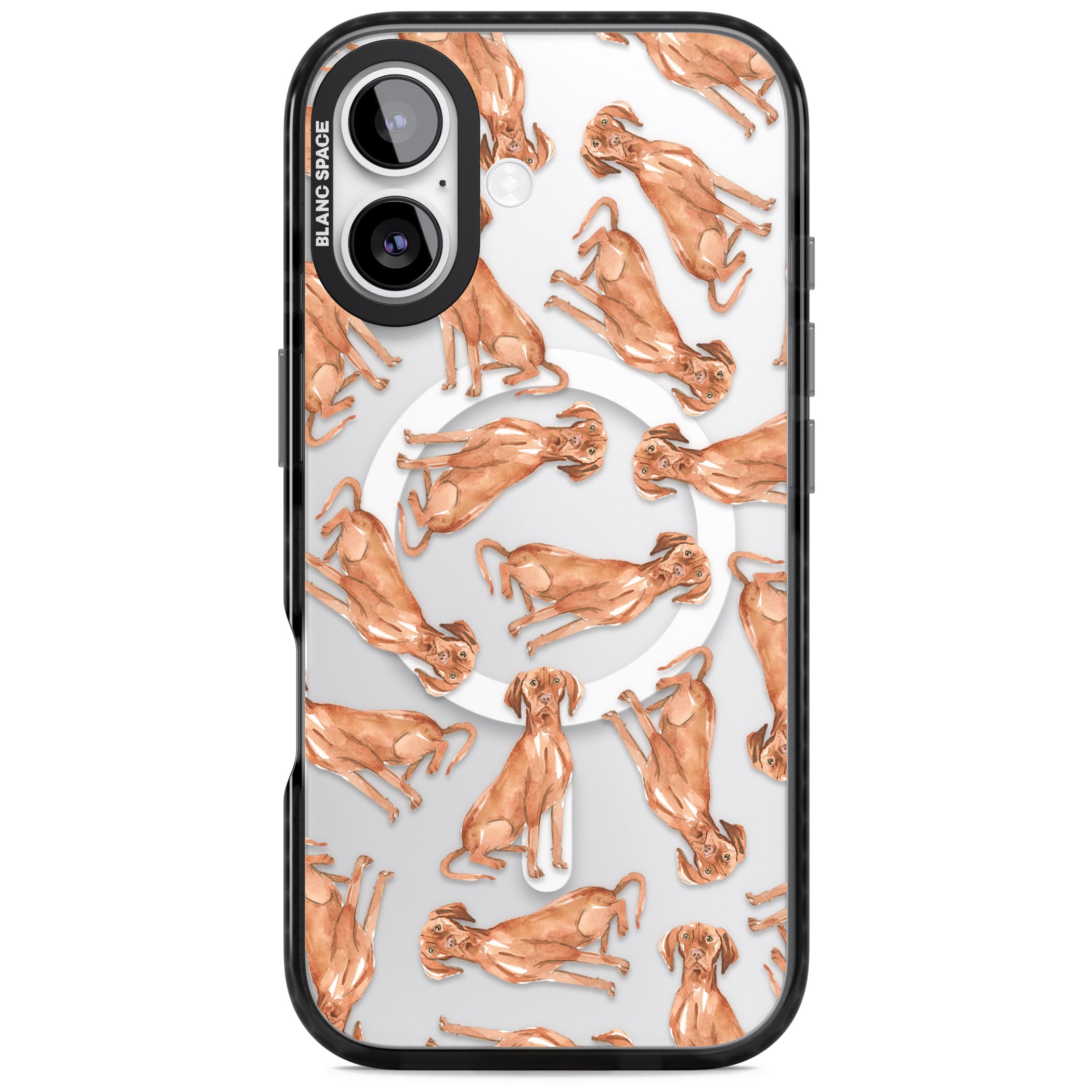 Hungarian Vizsla Watercolor Pattern iPhone 17 Impact Pro Black Phone Case