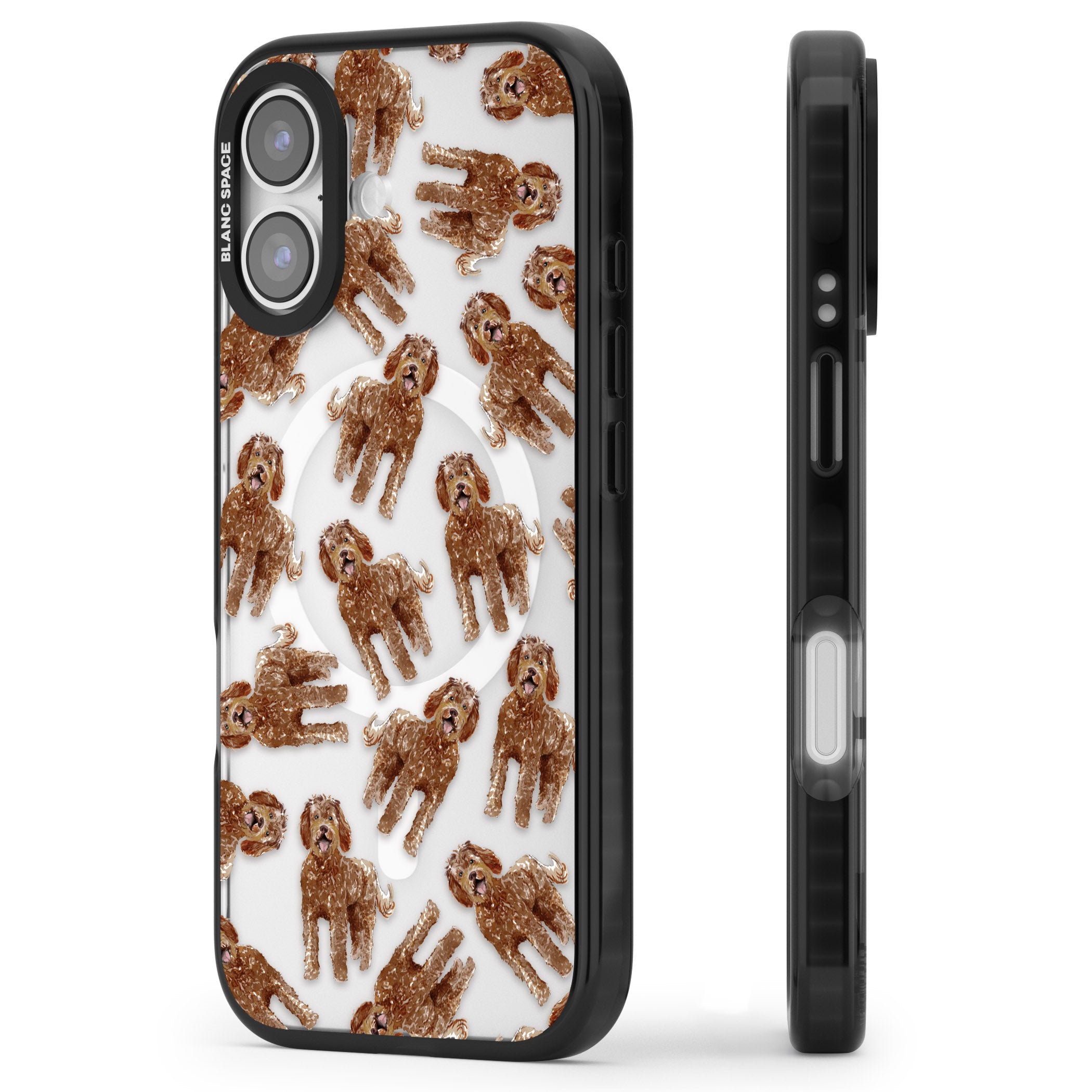 Labradoodle Brown Pattern iPhone 17 Impact Pro Black Phone Case Side Profile