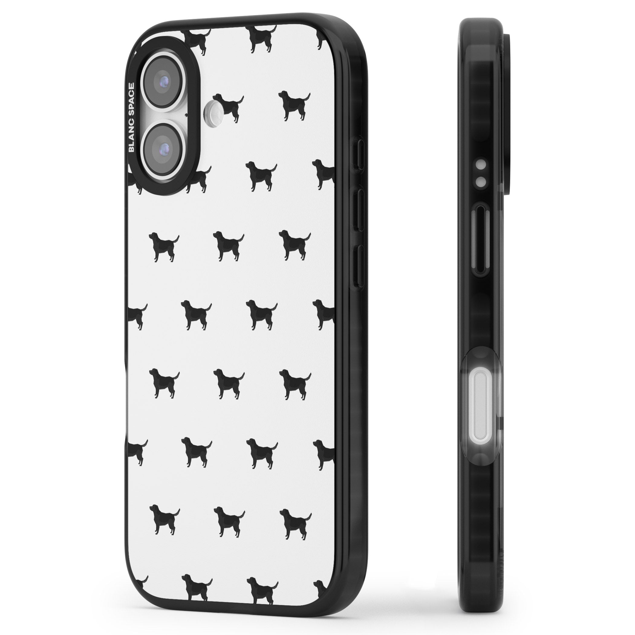 Black Labrador Spot Pattern iPhone 17 Impact Pro Black Phone Case Side Profile