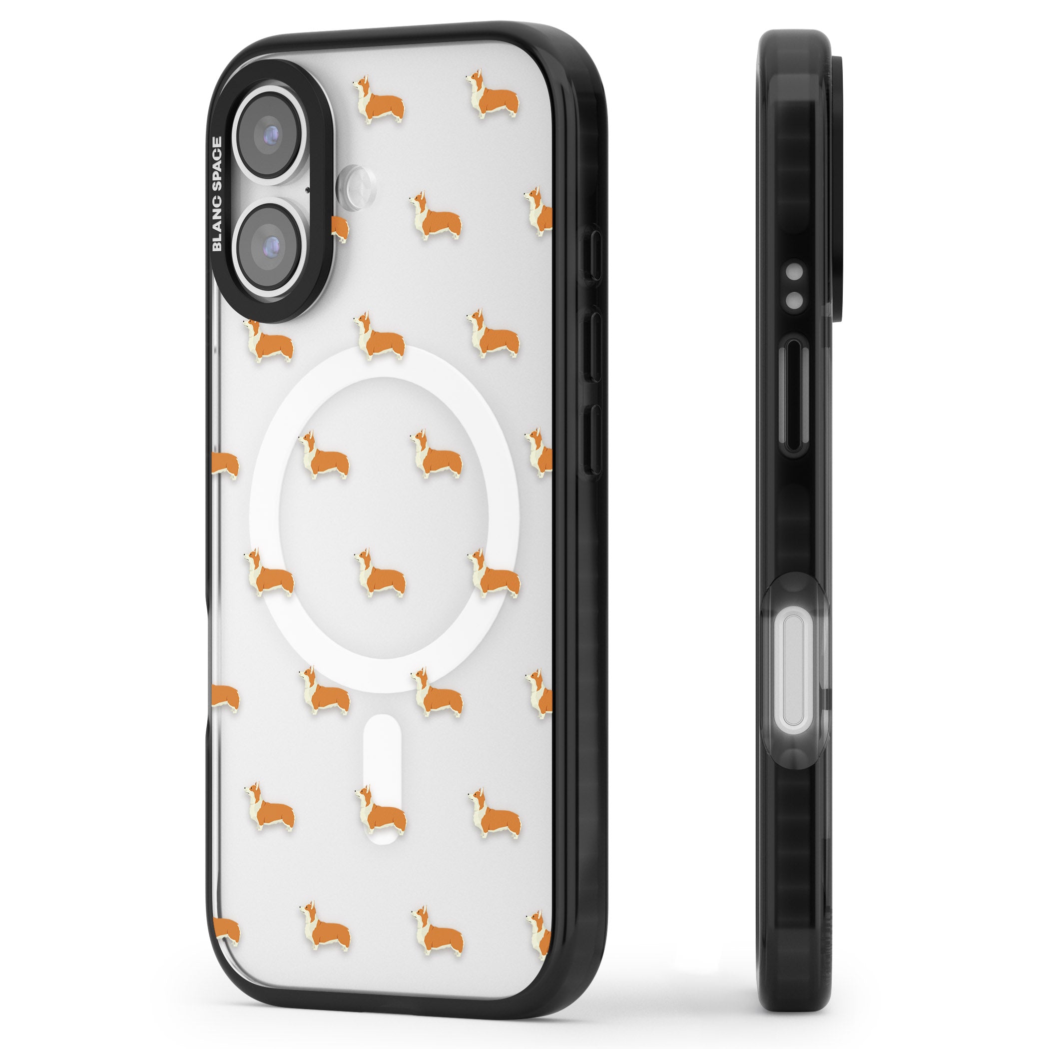 Pembroke Welsh Corgi Pattern iPhone 17 Impact Pro Black Phone Case Side Profile