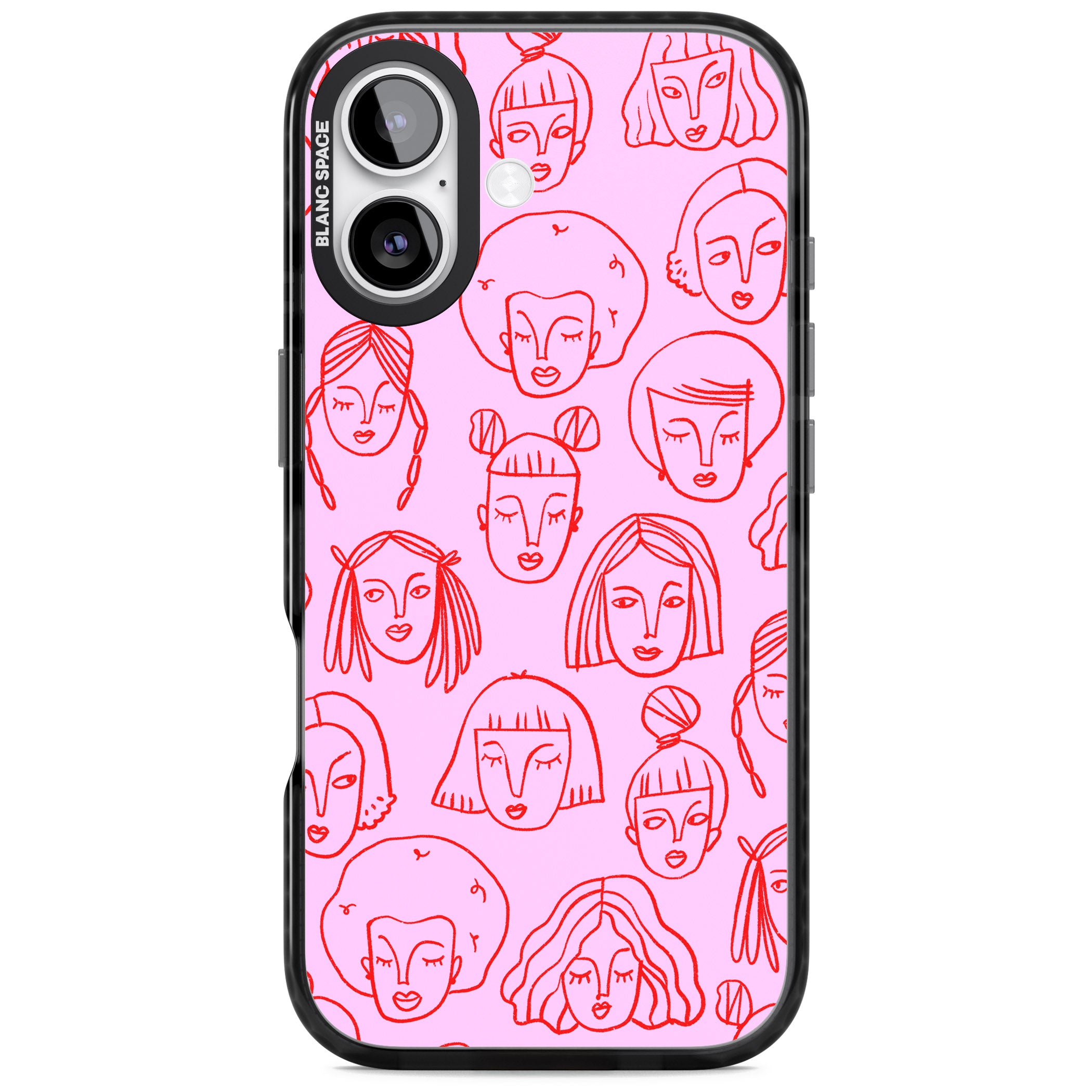 Girl Portrait Doodles iPhone 17 Impact Pro Black Phone Case