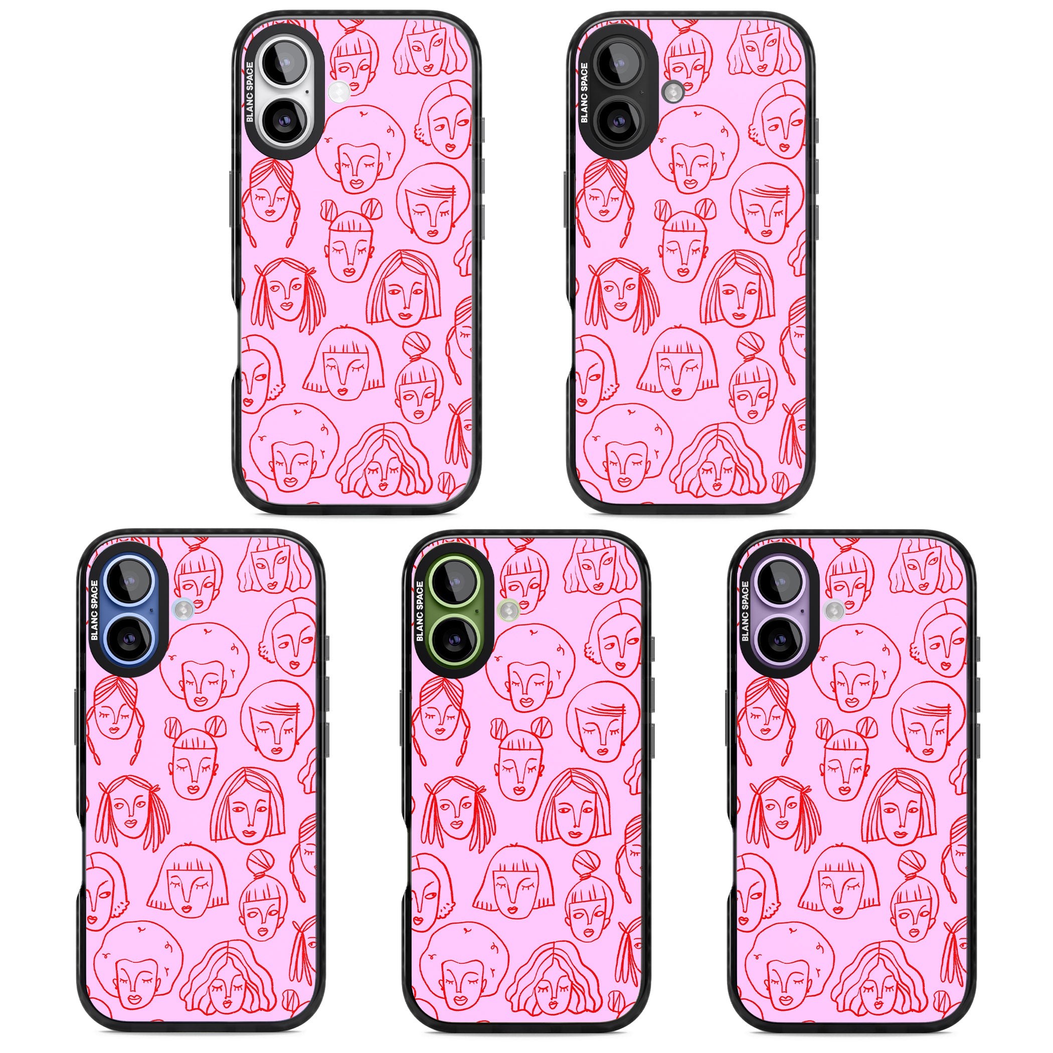 Girl Portrait Doodles iPhone 17 Impact Pro Black Phone Case APT Impact Protection