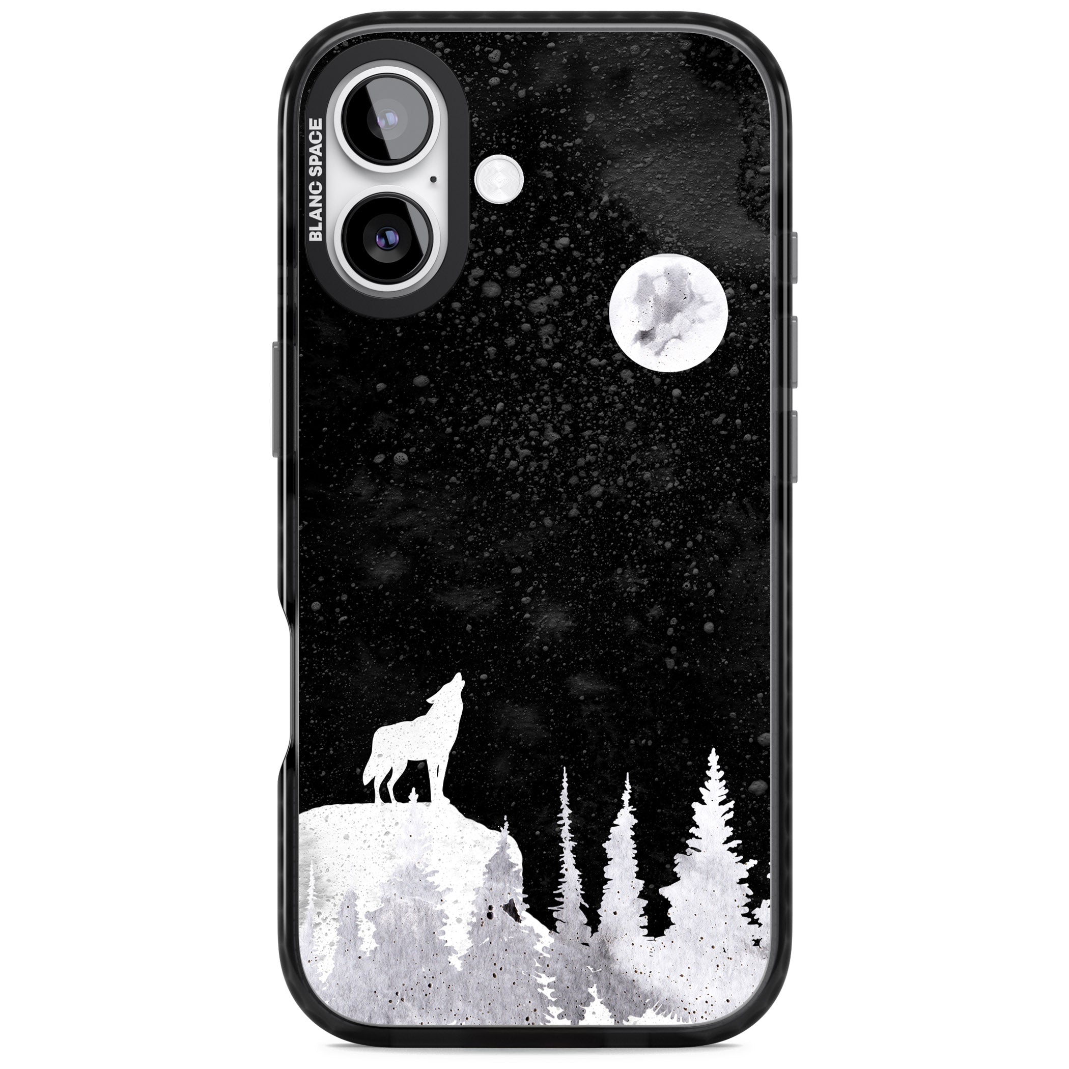 Moon Phases: Wolf & Full Moon iPhone 17 Impact Pro Black Phone Case