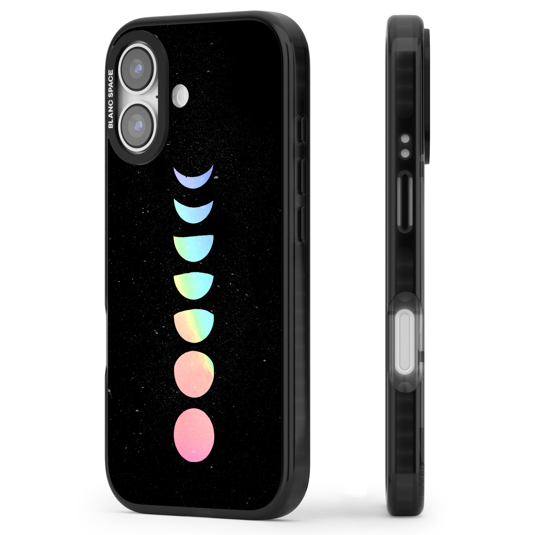 Pastel Moon Phases iPhone 17 Impact Pro Black Phone Case Side Profile