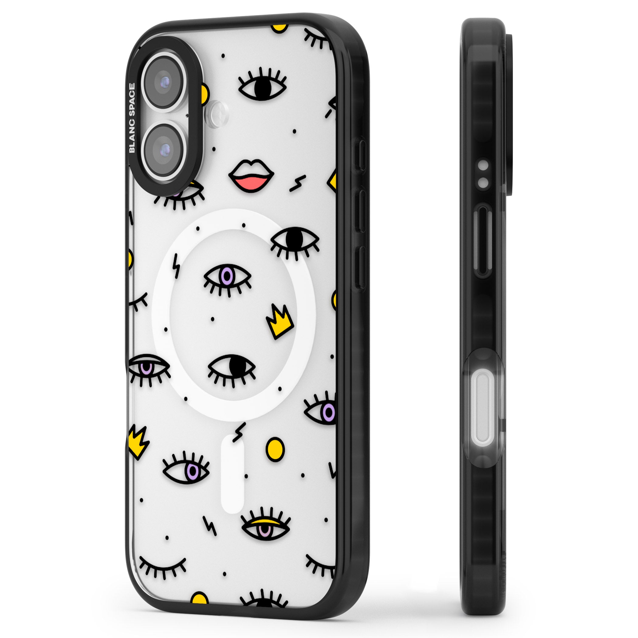 Eyes & Lips Icons iPhone 17 Impact Pro Black Phone Case Side Profile