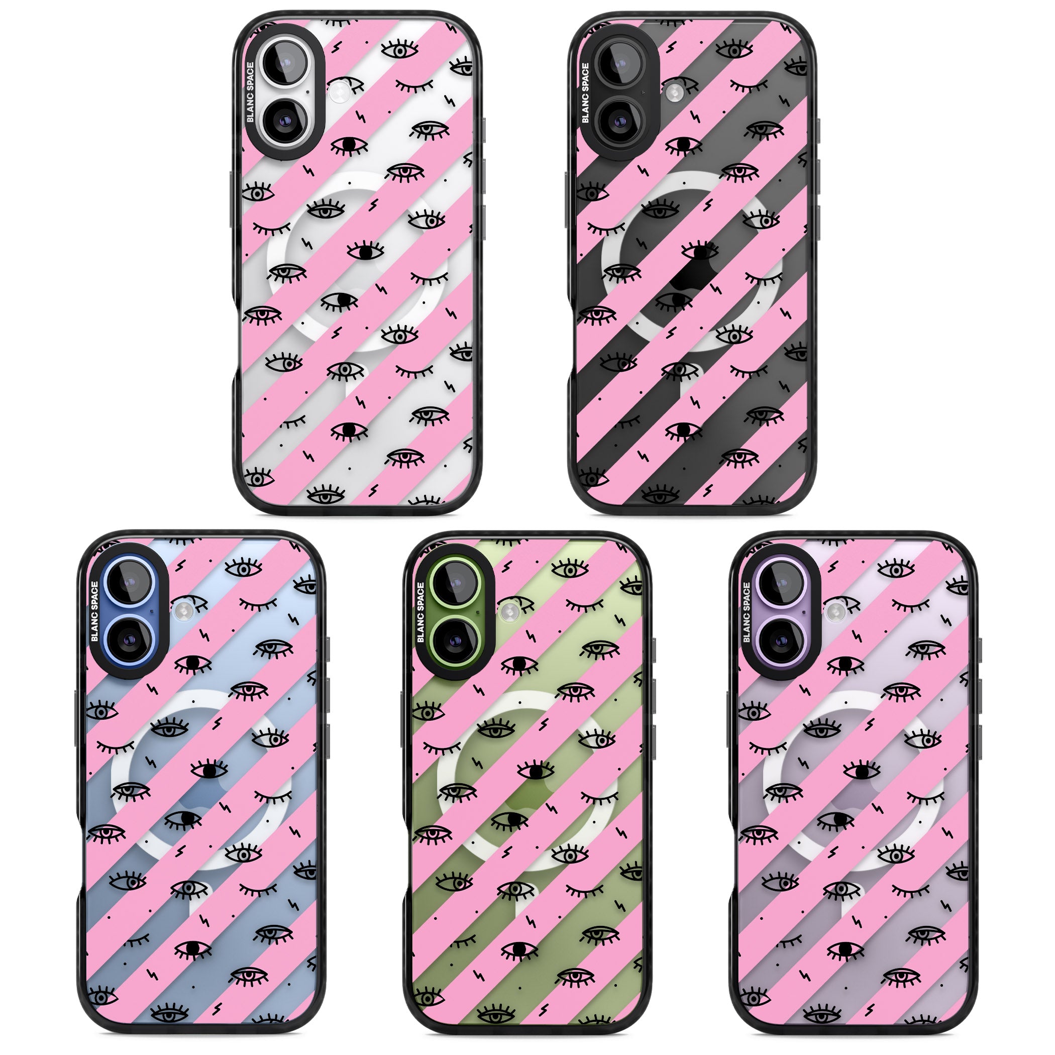 Pink Stripe Eyes iPhone 17 Impact Pro Black Phone Case APT Impact Protection