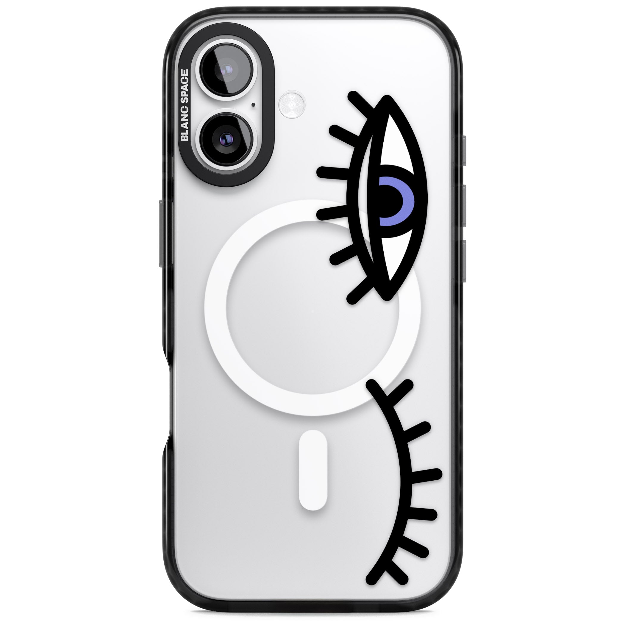 Winking Eyes Transparent Pattern iPhone 17 Impact Pro Black Phone Case