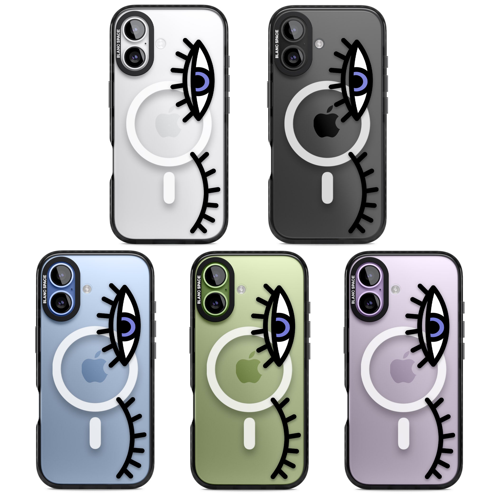 Winking Eyes Transparent Pattern iPhone 17 Impact Pro Black Phone Case APT Impact Protection