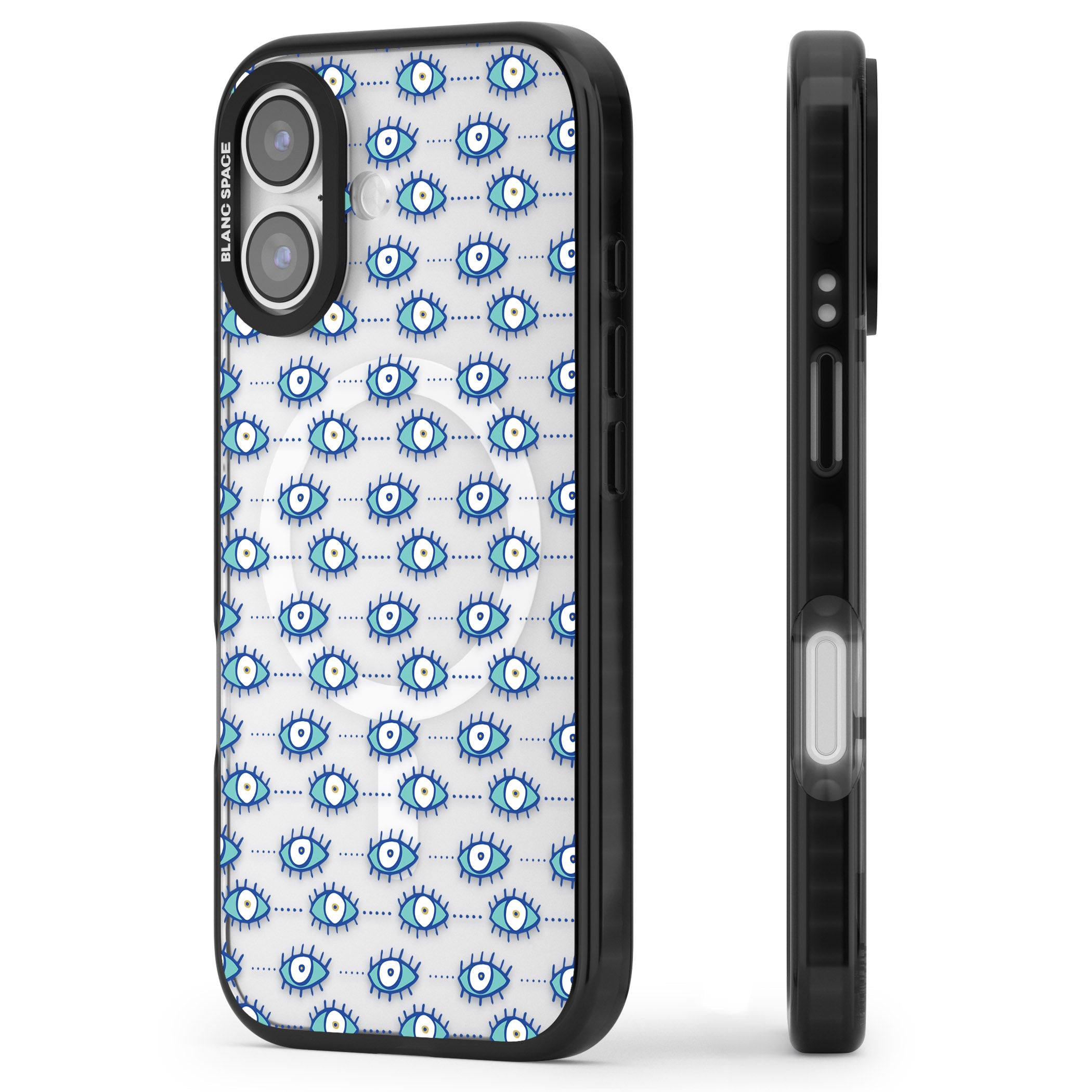 Psychedelic Eyes iPhone 17 Impact Pro Black Phone Case Side Profile