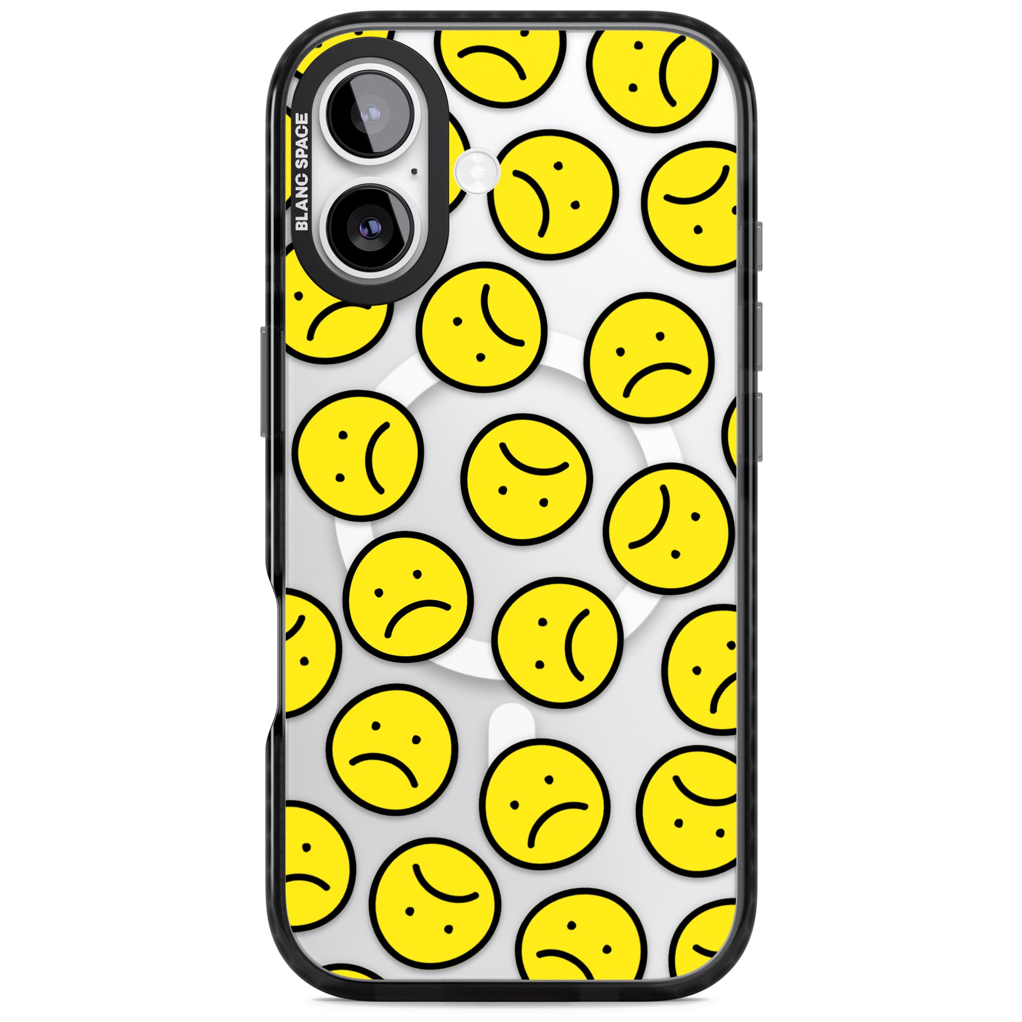 Sad Face Clear Pattern iPhone 17 Impact Pro Black Phone Case