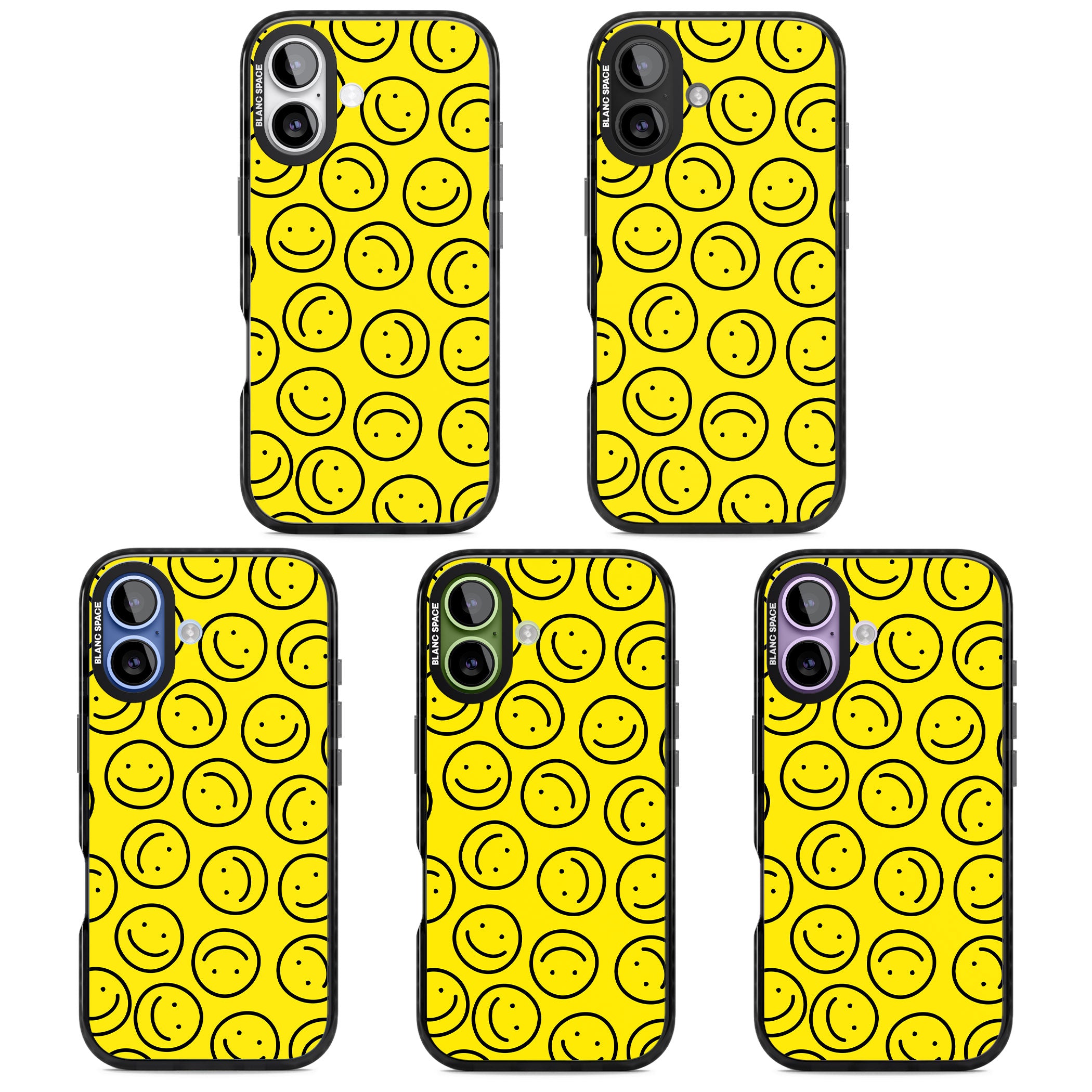 Happy Face Pattern iPhone 17 Impact Pro Black Phone Case APT Impact Protection