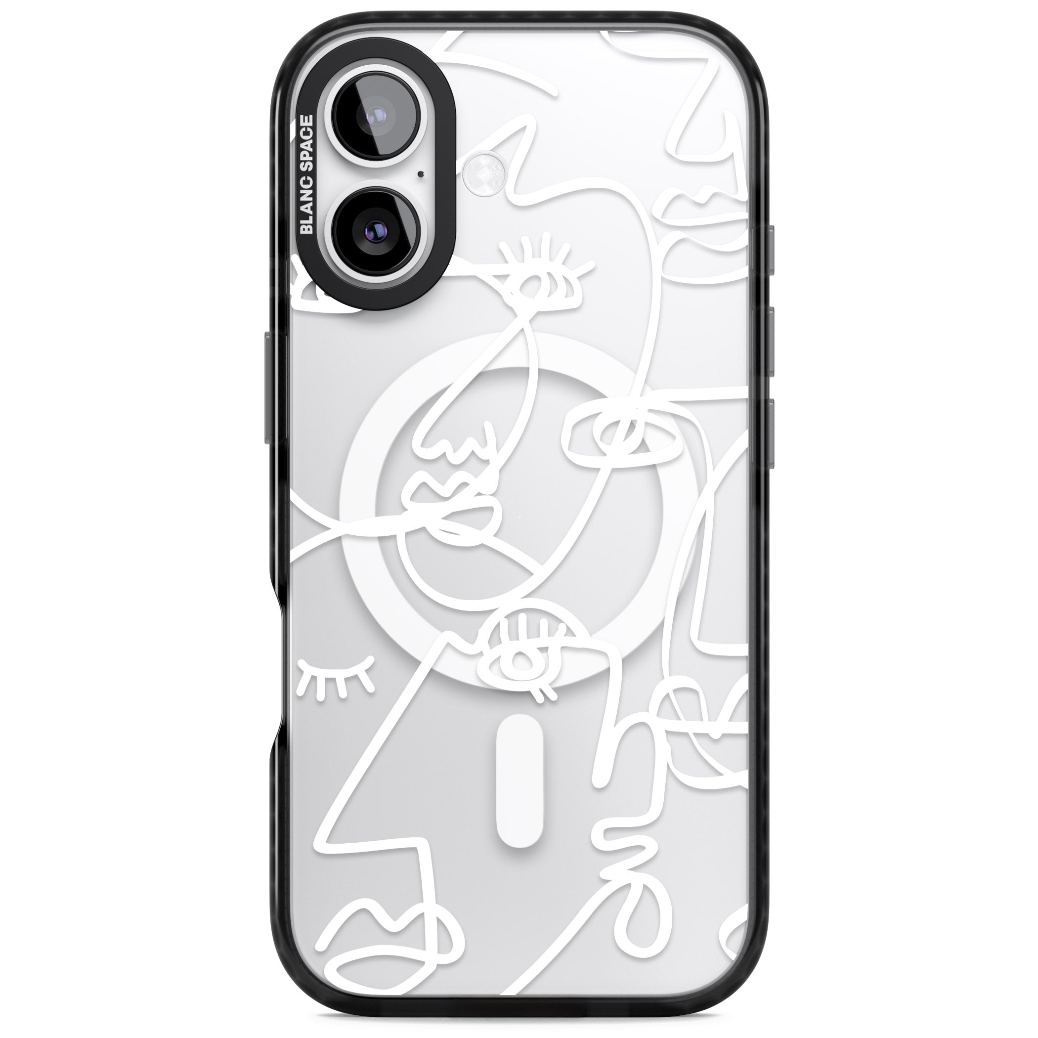 Abstract Line Art White Clear iPhone 17 Impact Pro Black Phone Case
