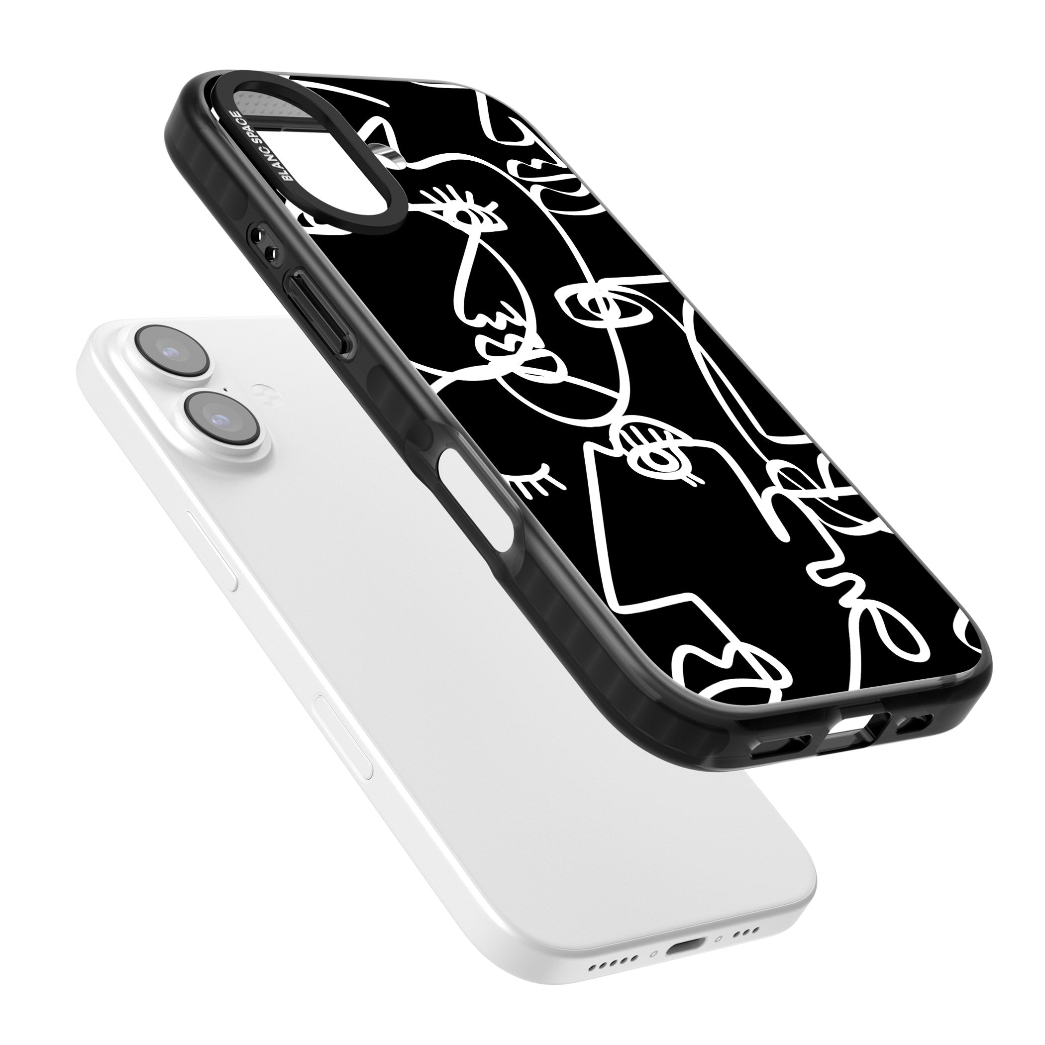 Abstract Line Art White Black iPhone 17 Impact Pro Black Phone Case Colours