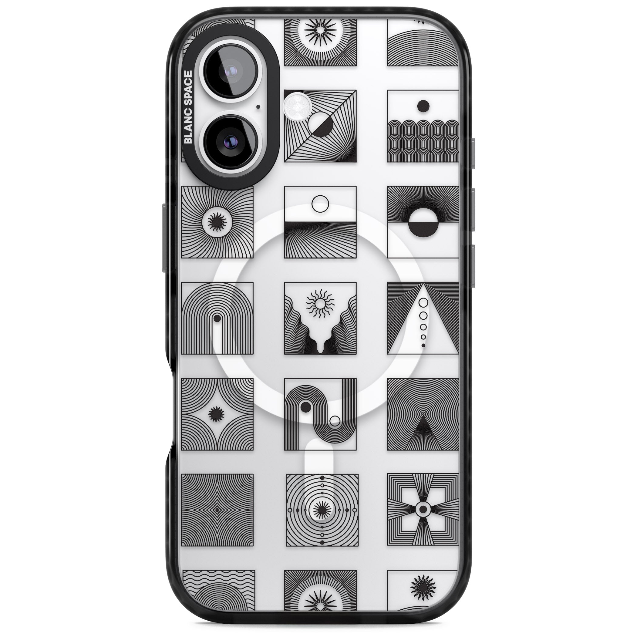 Abstract Geometric iPhone 17 Impact Pro Black Phone Case