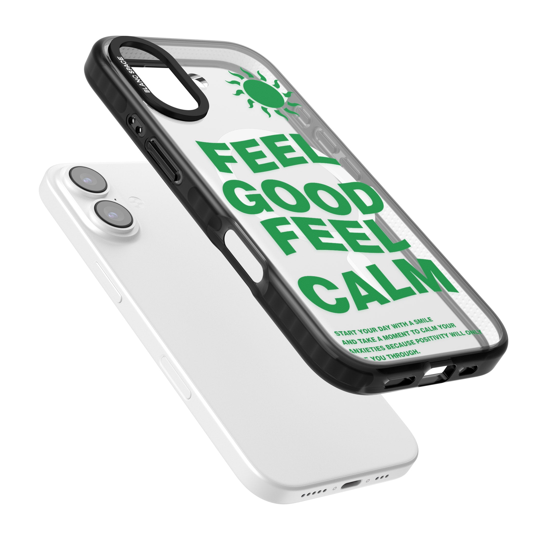 Feel Good Feel Calm (Green) iPhone 17 Impact Pro Black Phone Case Colours