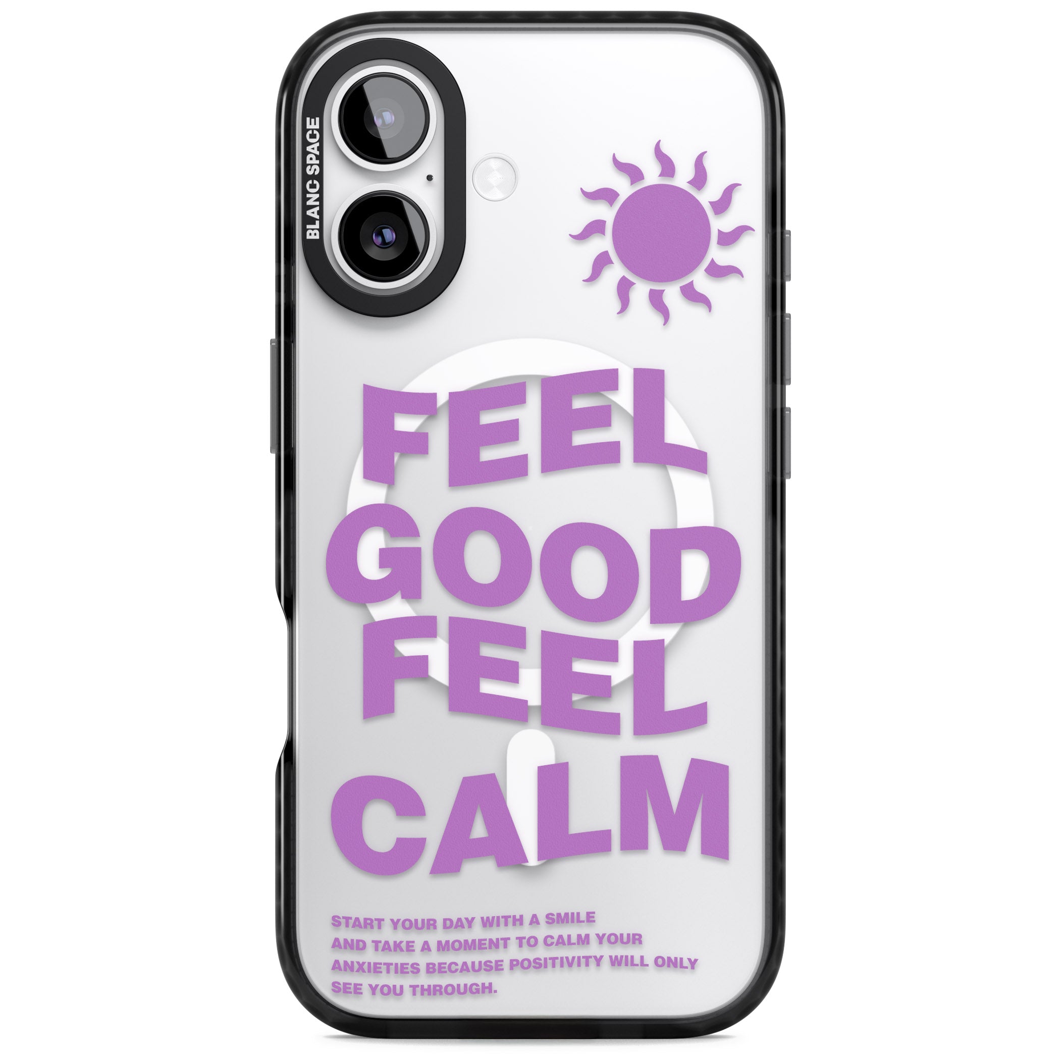 Feel Good Feel Calm (Purple) iPhone 17 Impact Pro Black Phone Case