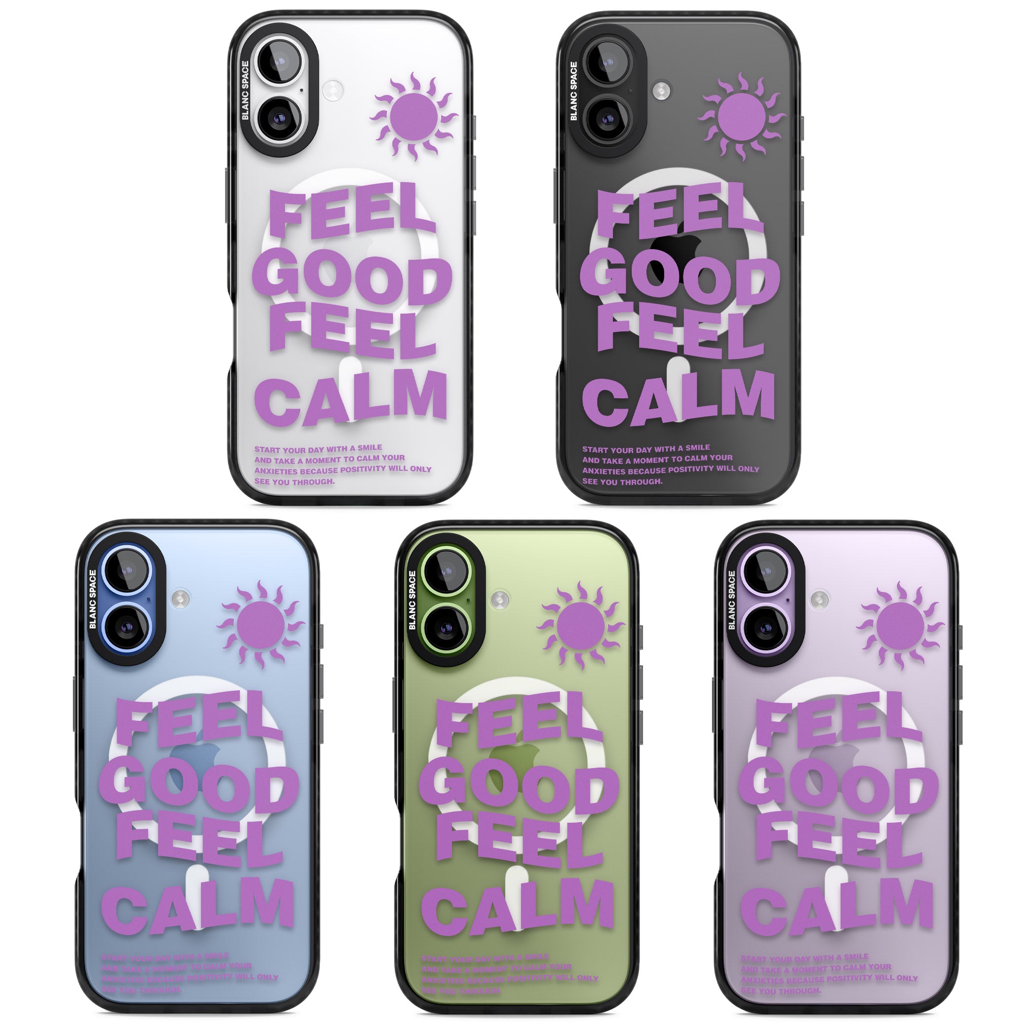 Feel Good Feel Calm (Purple) iPhone 17 Impact Pro Black Phone Case APT Impact Protection