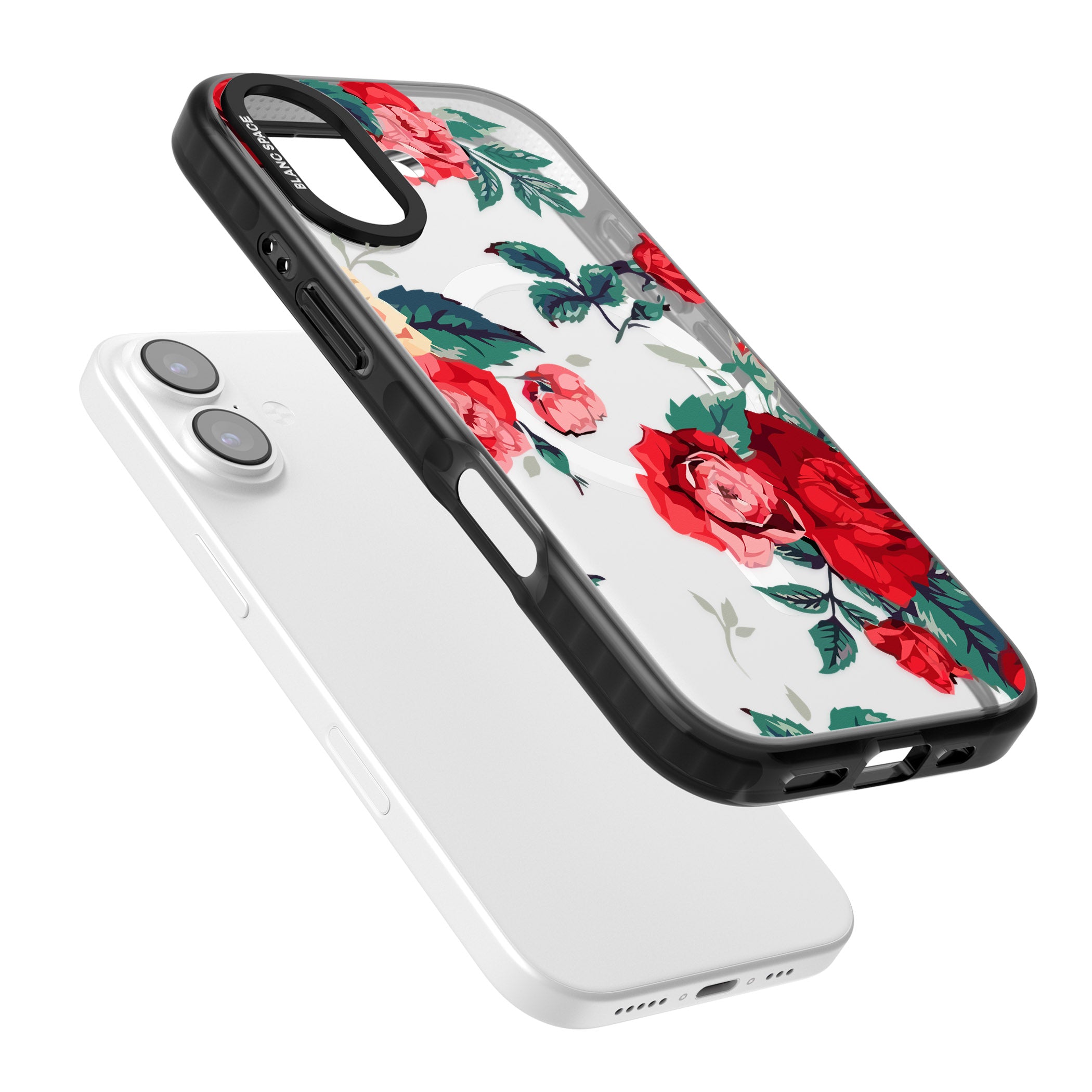 Rose Pattern iPhone 17 Impact Pro Black Phone Case Colours