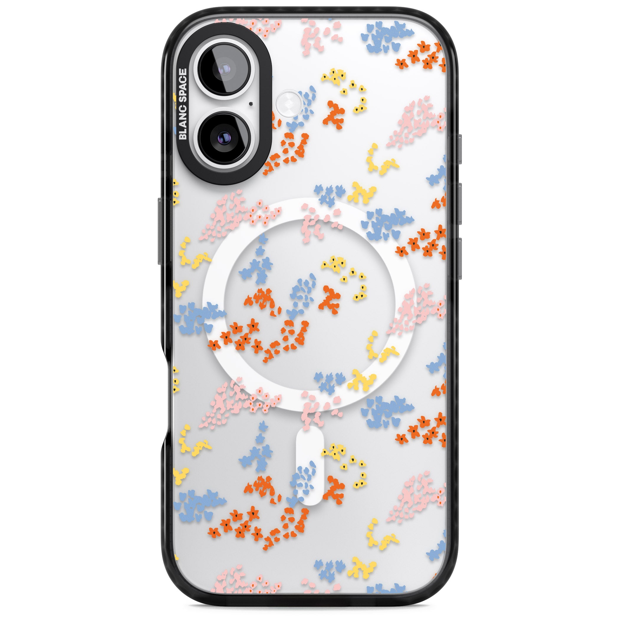 Floral Confetti: Transparent Delight iPhone 17 Impact Pro Black Phone Case