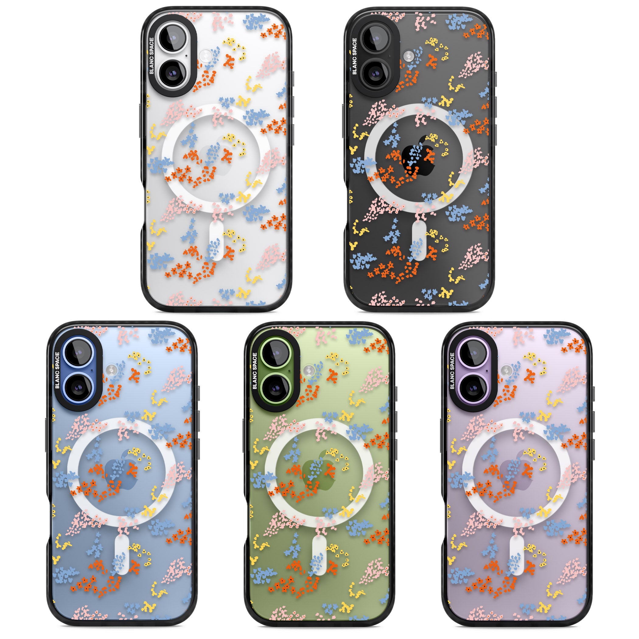 Floral Confetti: Transparent Delight iPhone 17 Impact Pro Black Phone Case APT Impact Protection