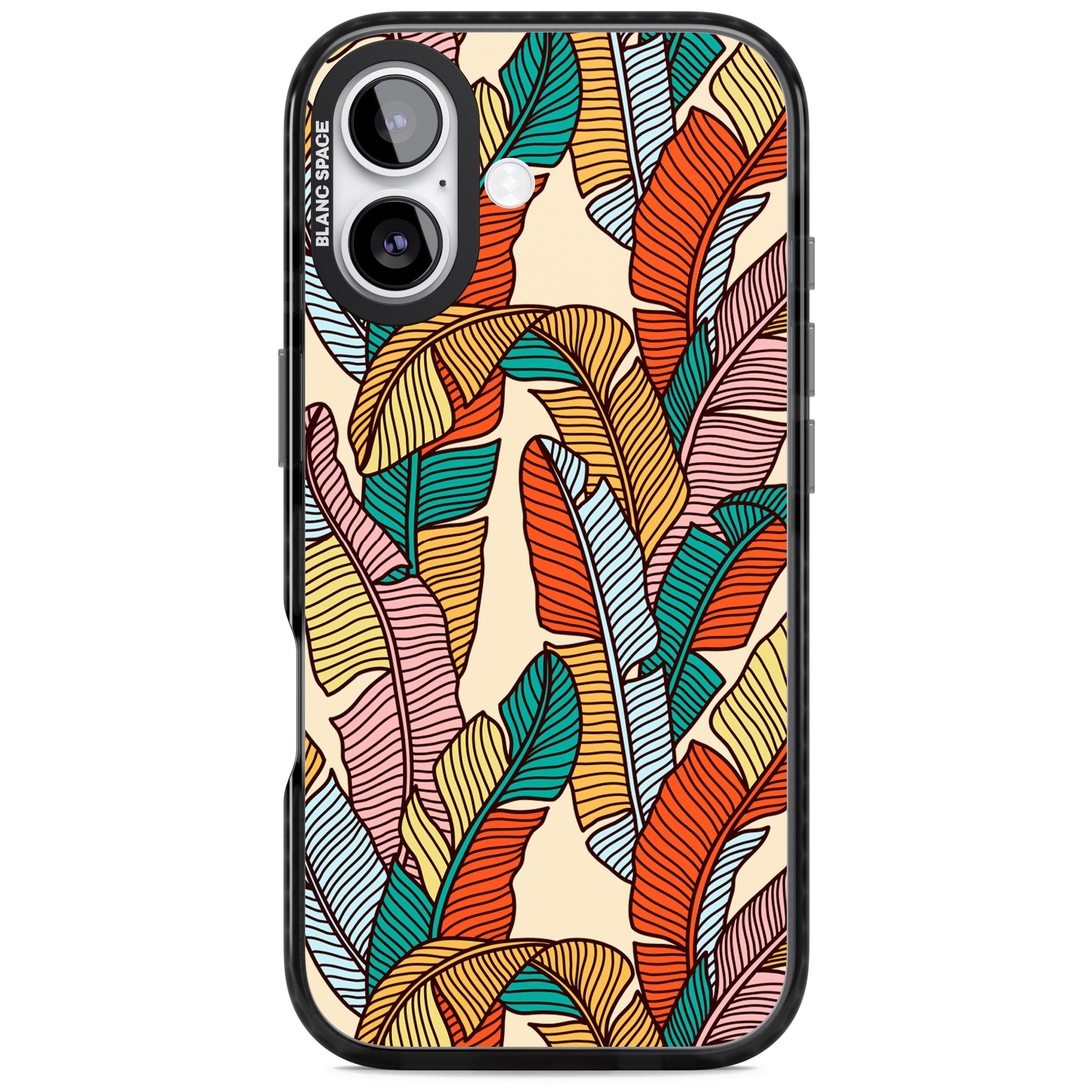 Pastel Palm Leaves iPhone 17 Impact Pro Black Phone Case