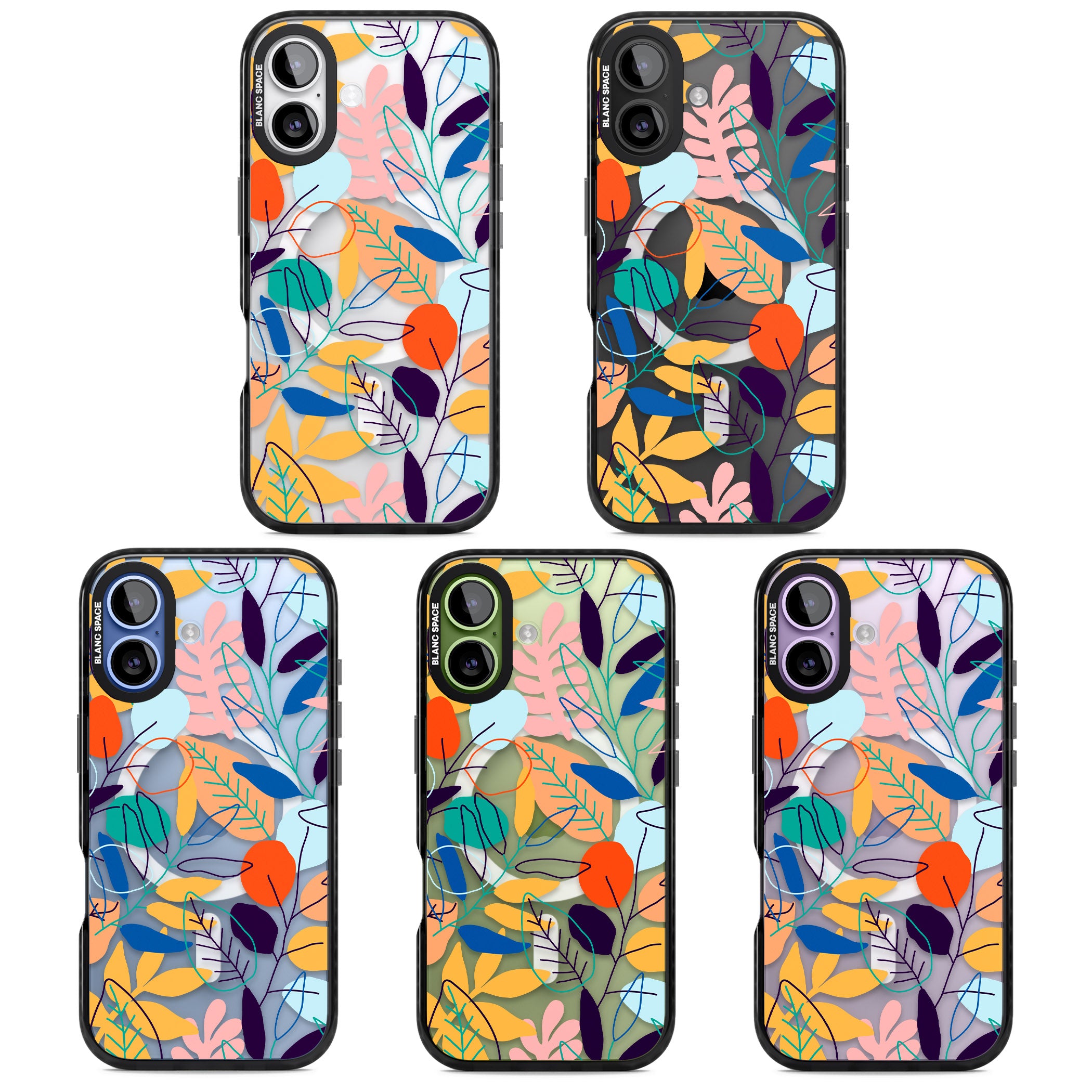 Abstract Line Drawn Leaves iPhone 17 Impact Pro Black Phone Case APT Impact Protection