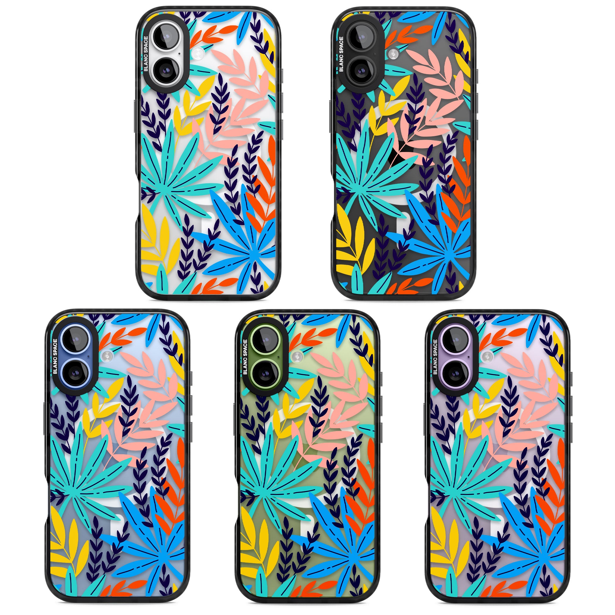 Tropical Palm Leaves iPhone 17 Impact Pro Black Phone Case APT Impact Protection