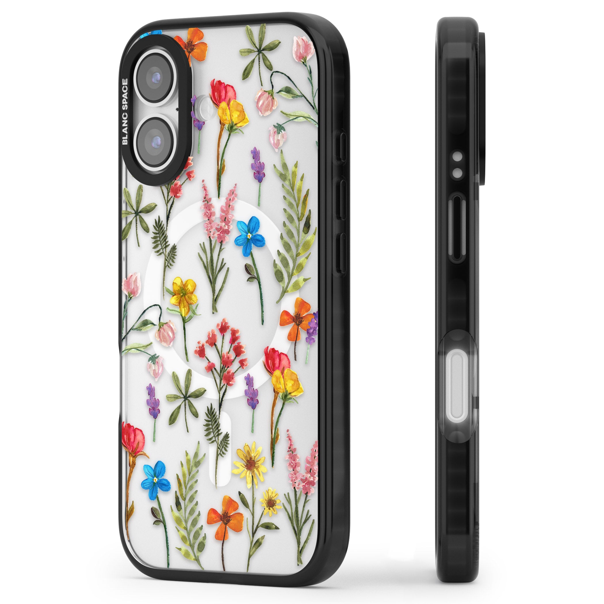 Spring Botanicals iPhone 17 Impact Pro Black Phone Case Side Profile