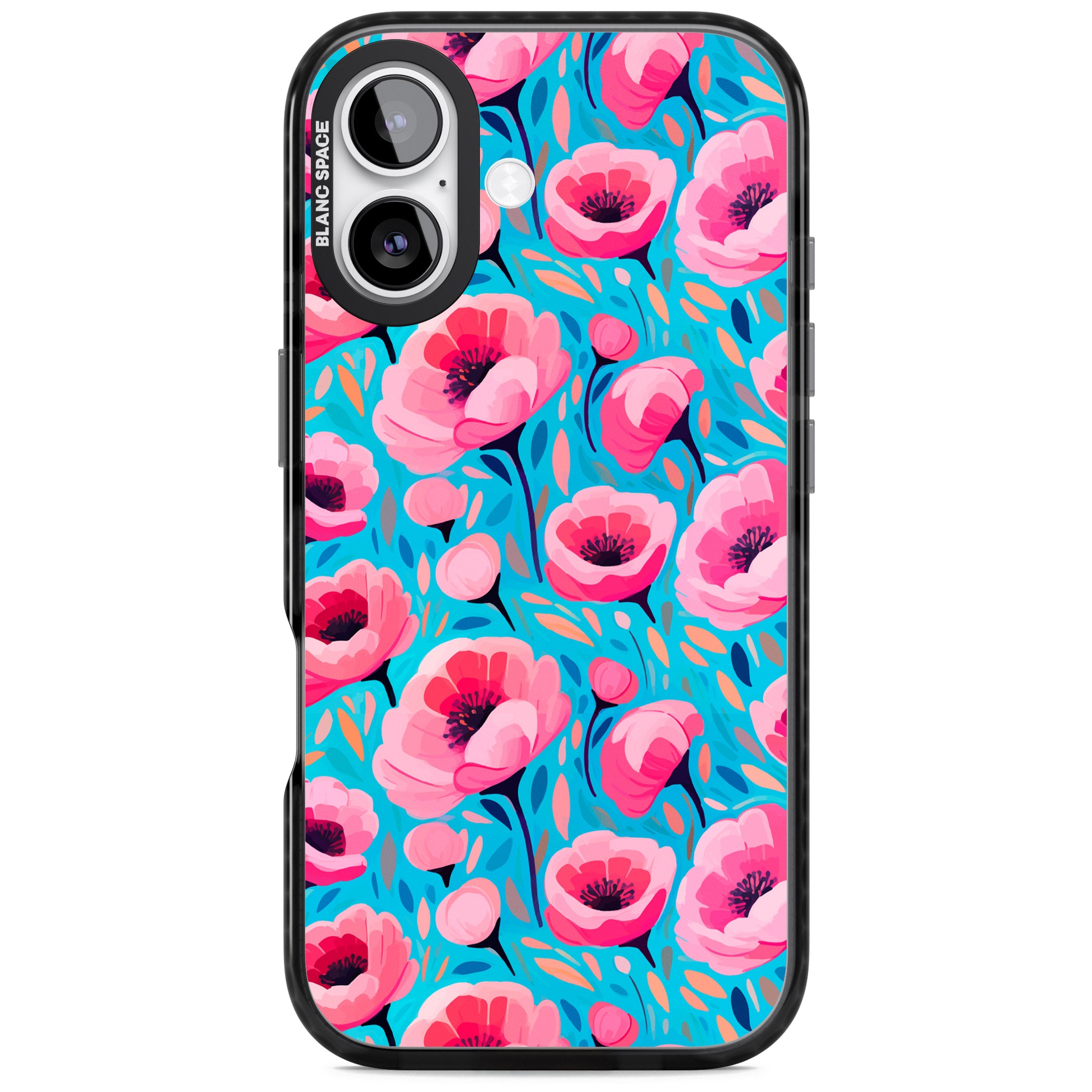 Tropical Pink Poppies iPhone 17 Impact Pro Black Phone Case
