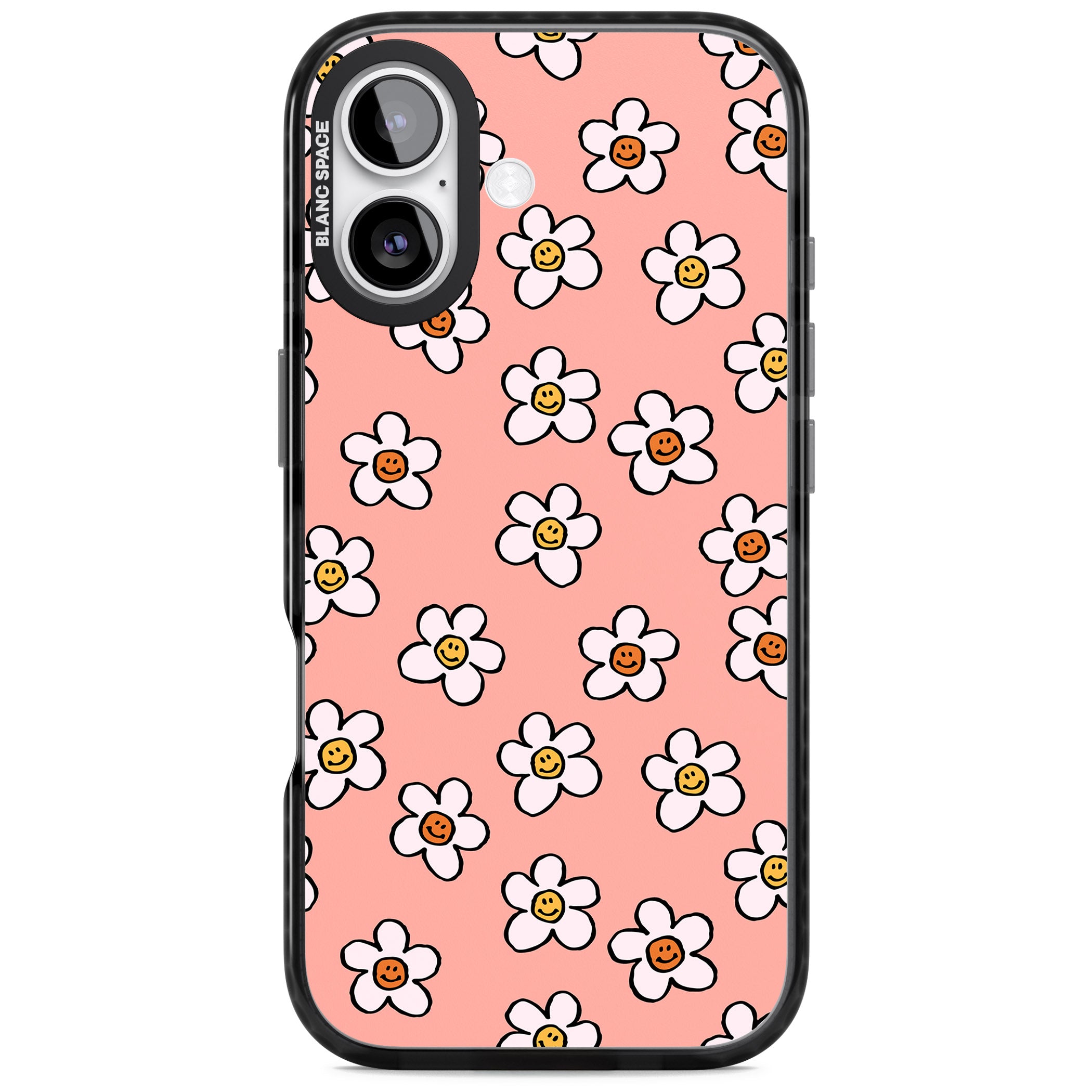 Peachy Daisy Smiles iPhone 17 Impact Pro Black Phone Case