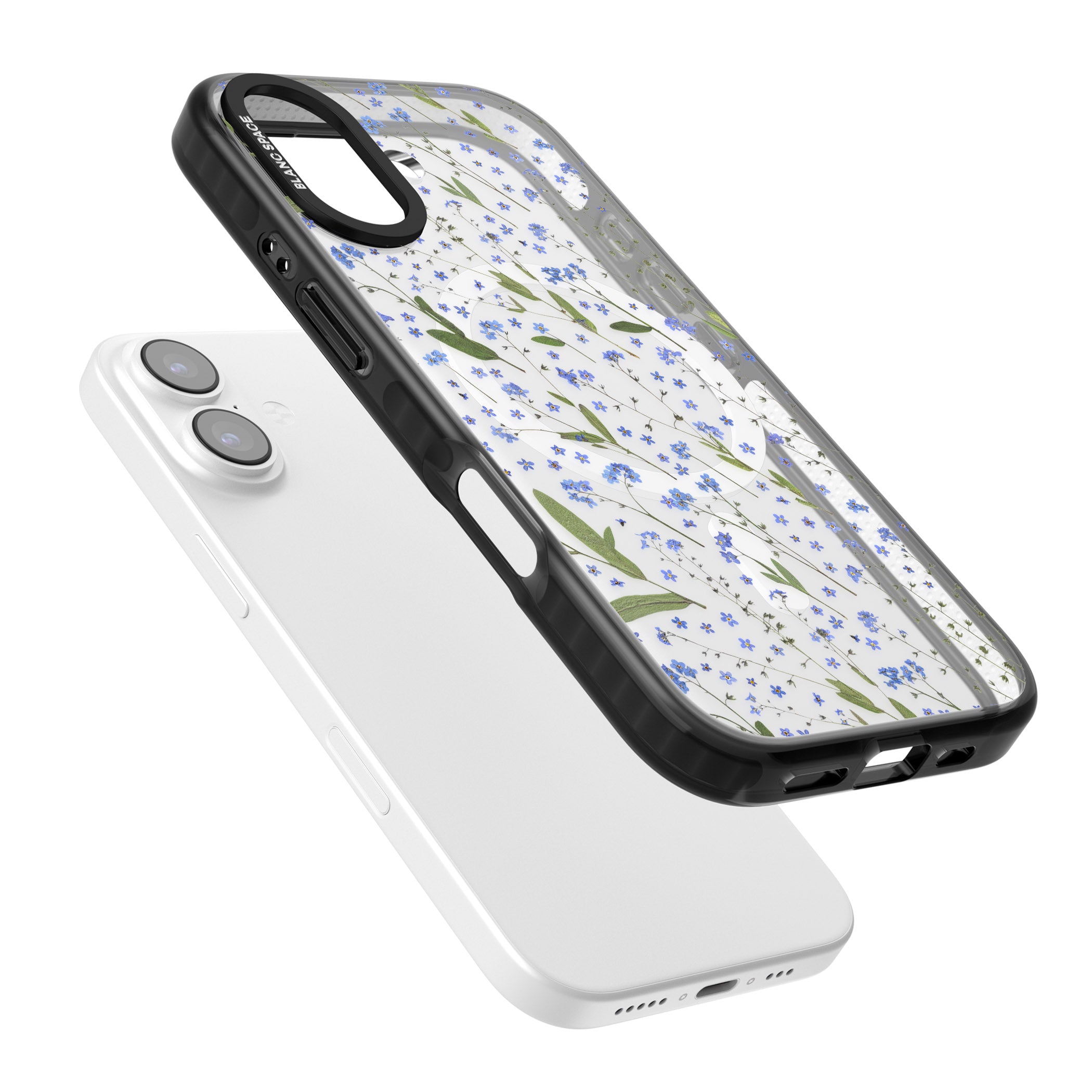 Blue Meadow Floral iPhone 17 Impact Pro Black Phone Case Colours