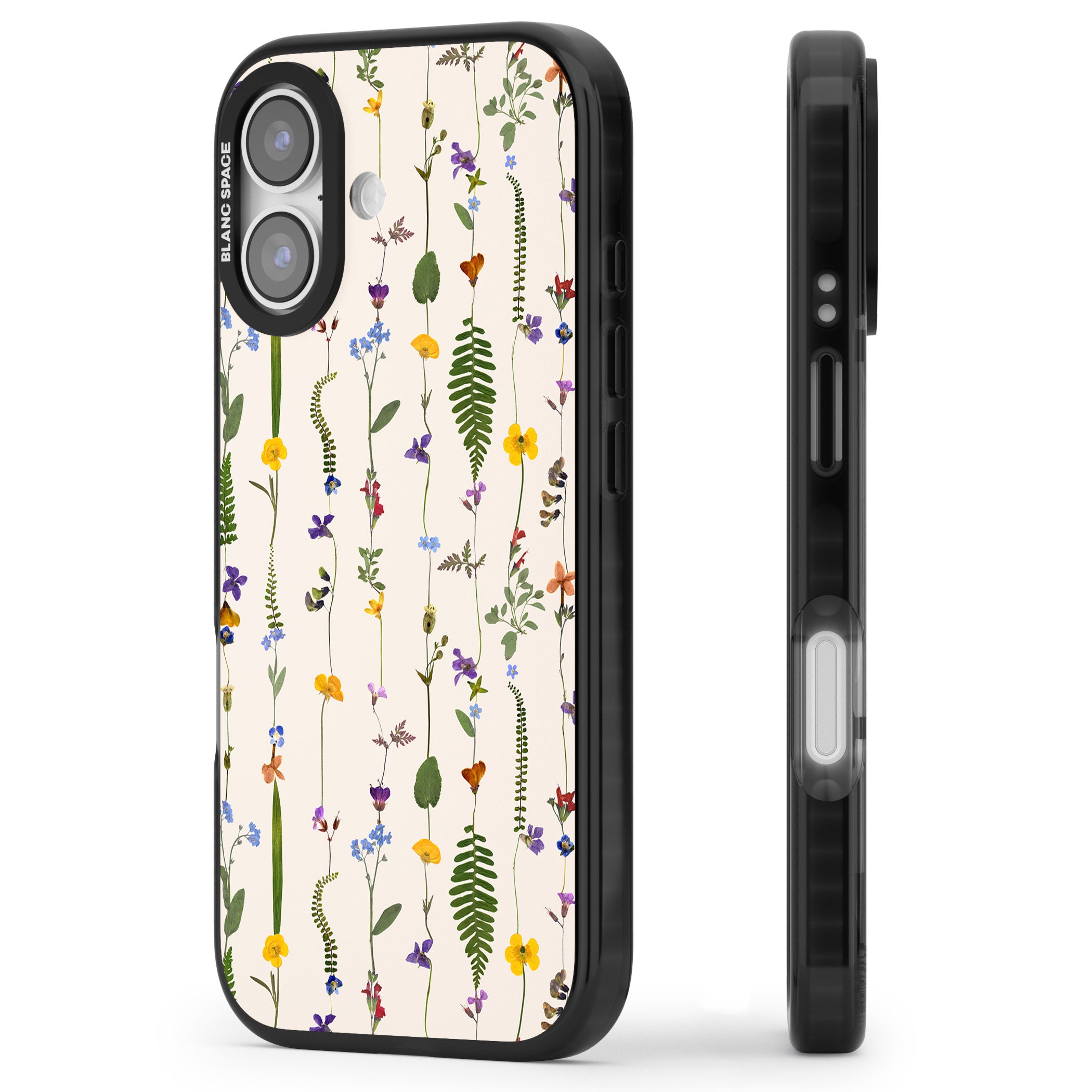Wildflower Vertical iPhone 17 Impact Pro Black Phone Case Side Profile