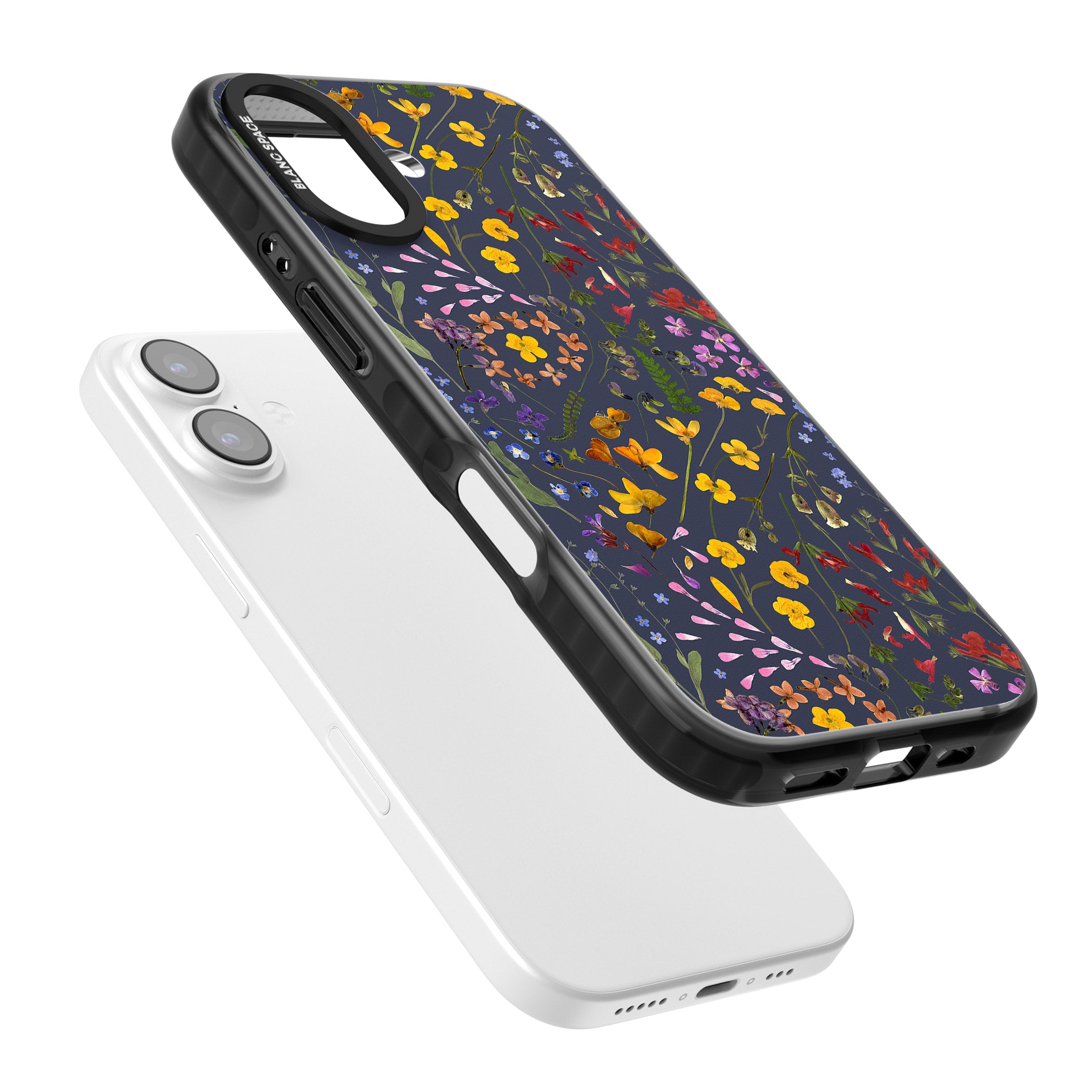 Wildflower Leaves Cluster Navy iPhone 17 Impact Pro Black Phone Case Colours