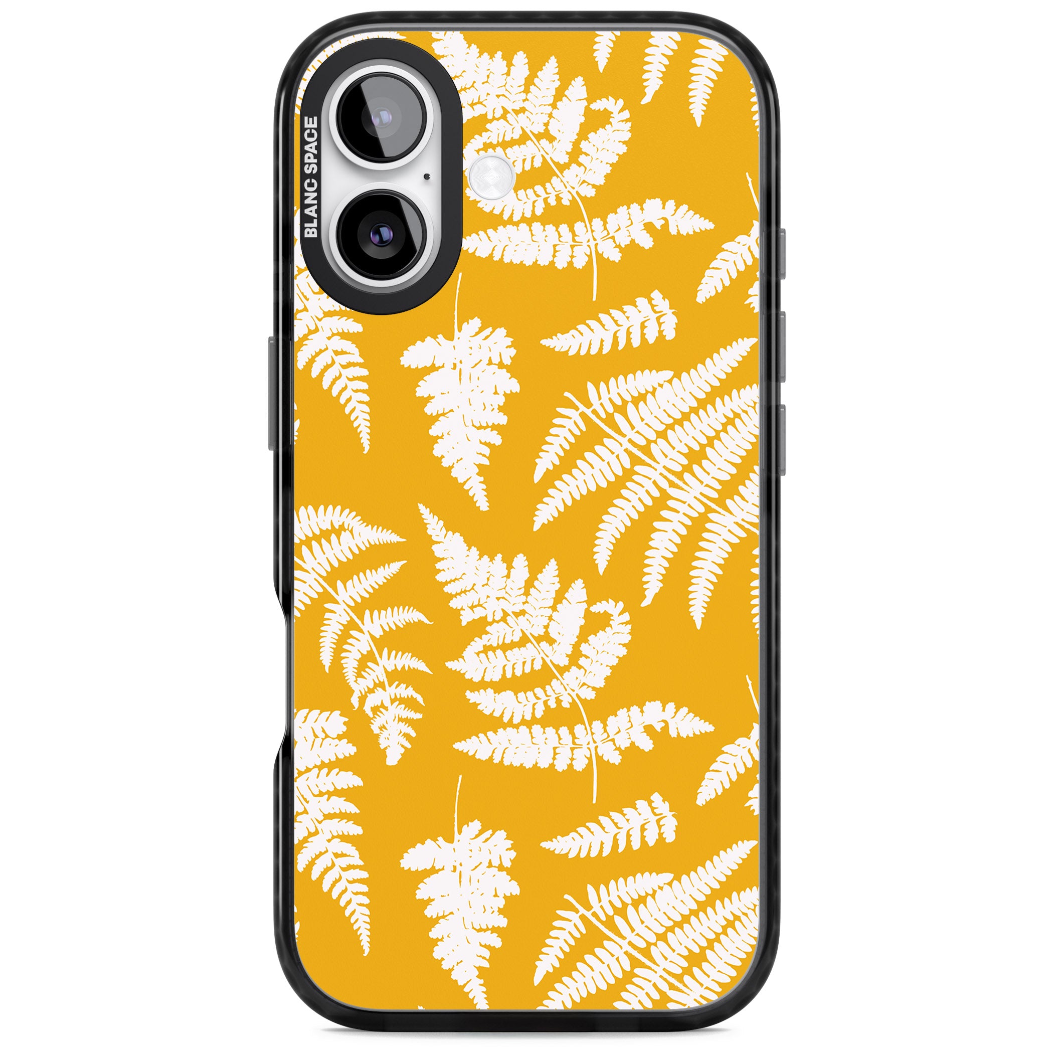 Fern Pattern On Yellow iPhone 17 Impact Pro Black Phone Case