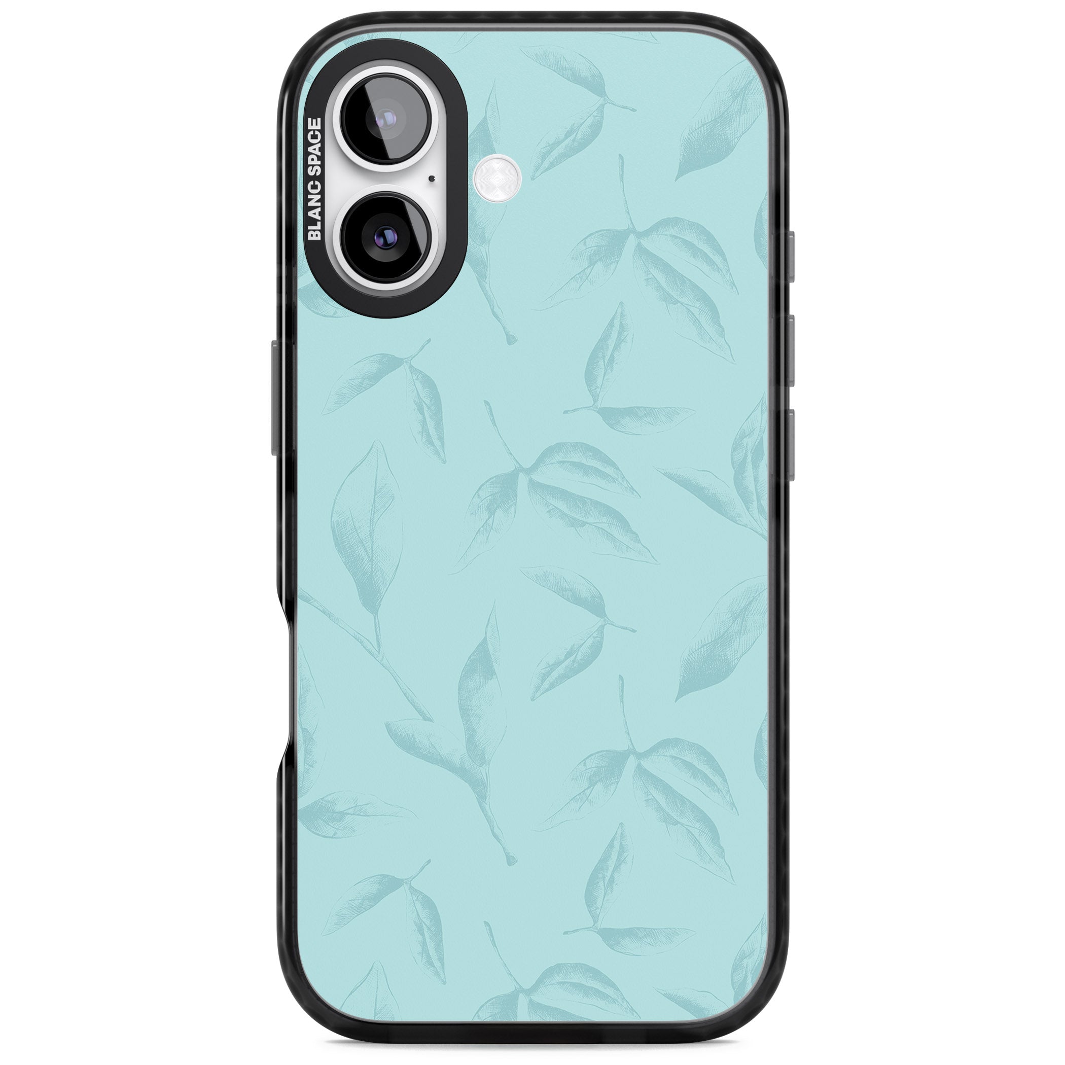 Blue Leaf Botanical iPhone 17 Impact Pro Black Phone Case