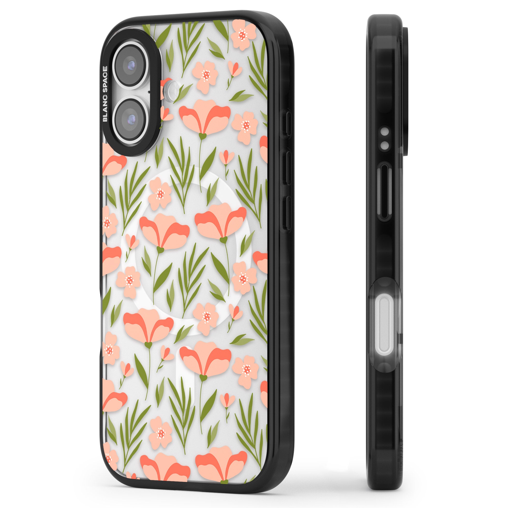 Blossom Bloom iPhone 17 Impact Pro Black Phone Case Side Profile