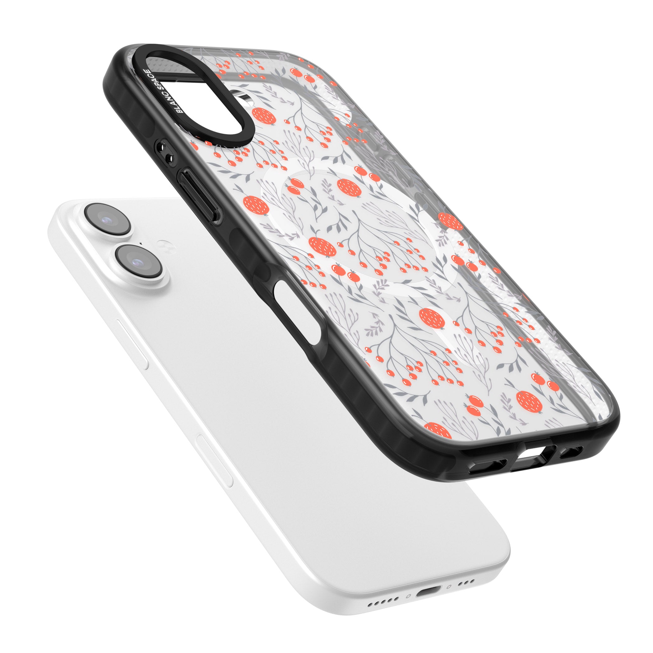 Red Fruits Floral iPhone 17 Impact Pro Black Phone Case Colours