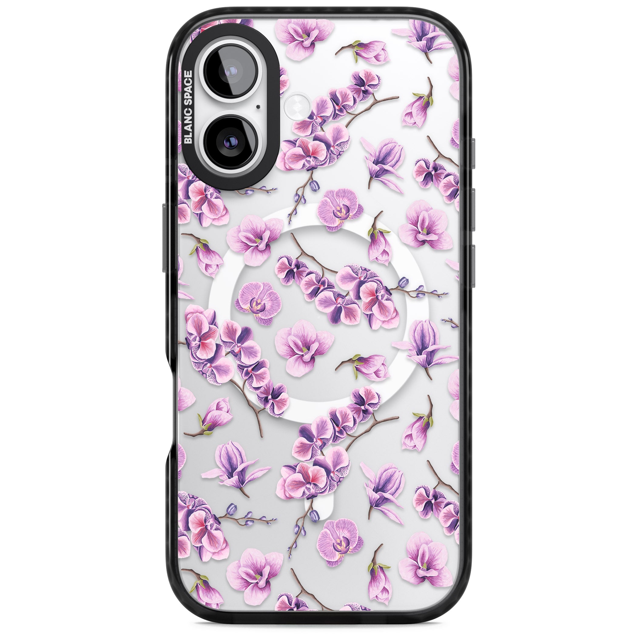 Purple Orchids Floral iPhone 17 Impact Pro Black Phone Case