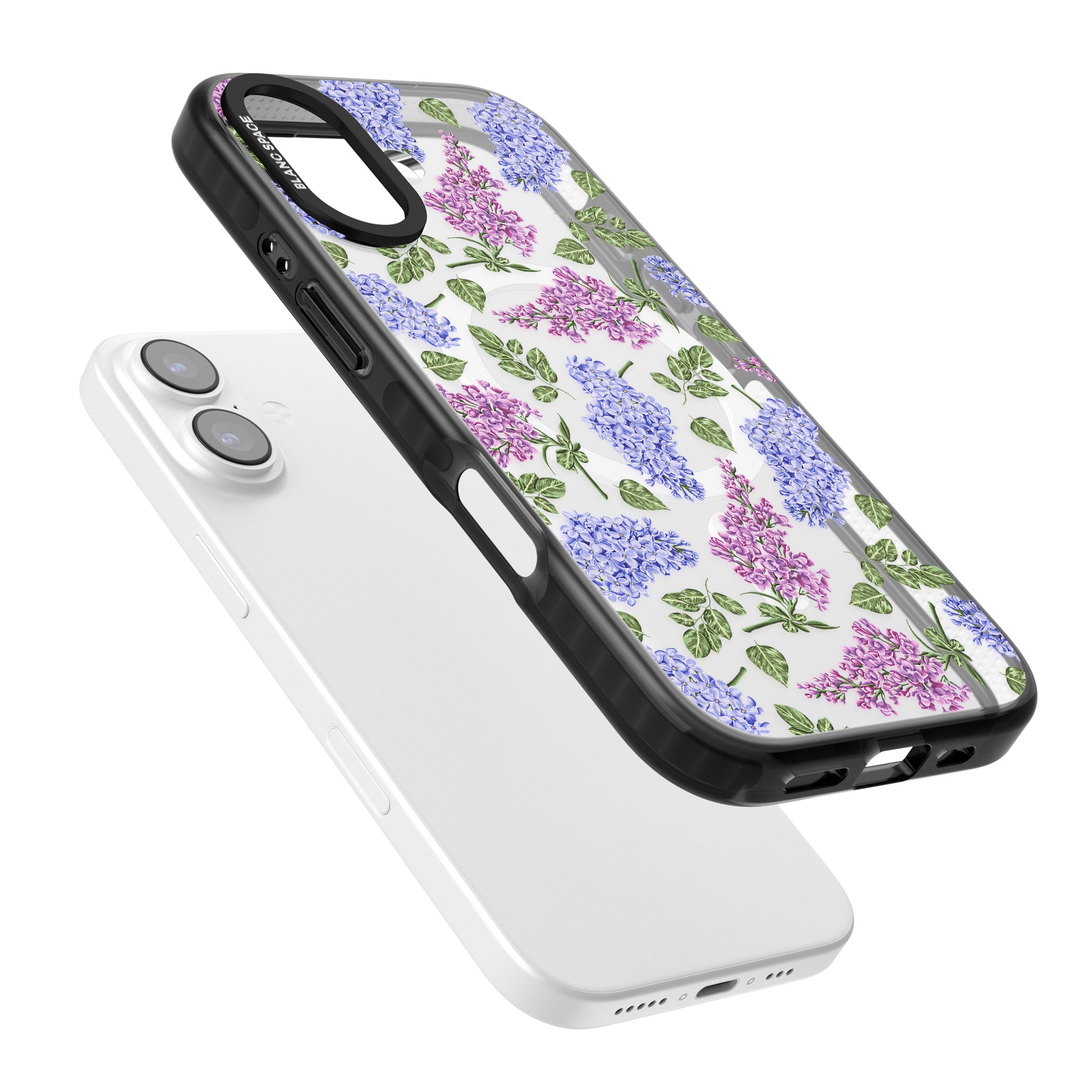 Purple Blossoms Transparent Floral iPhone 17 Impact Pro Black Phone Case Colours
