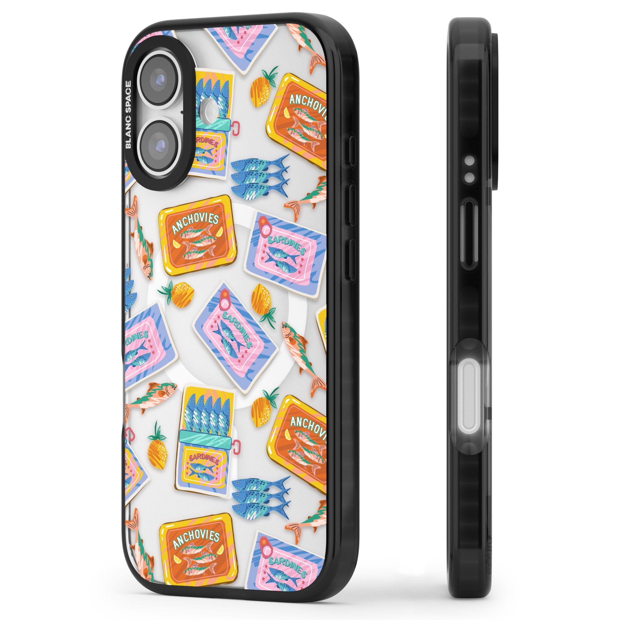 Sardines & Anchovies iPhone 17 Impact Pro Black Phone Case Side Profile