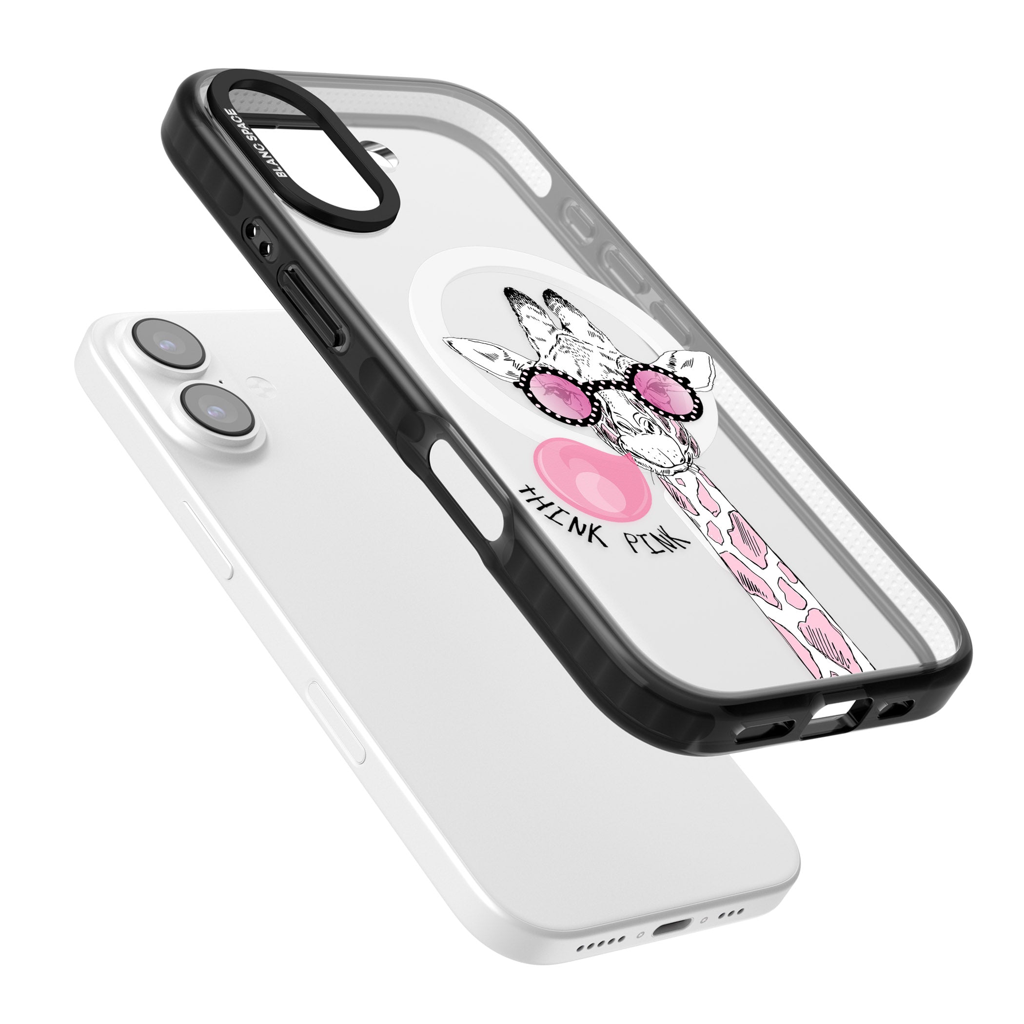 Think Pink Giraffe iPhone 17 Impact Pro Black Phone Case Colours
