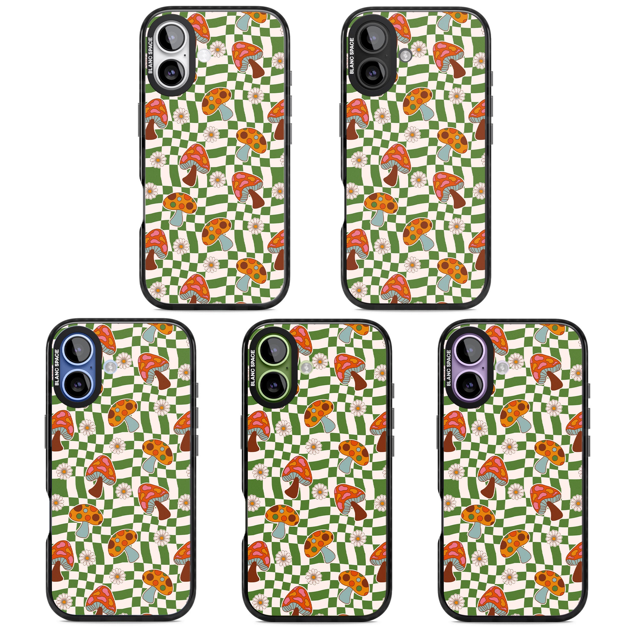 Wavy Checked Shroom & Bloom iPhone 17 Impact Pro Black Phone Case APT Impact Protection